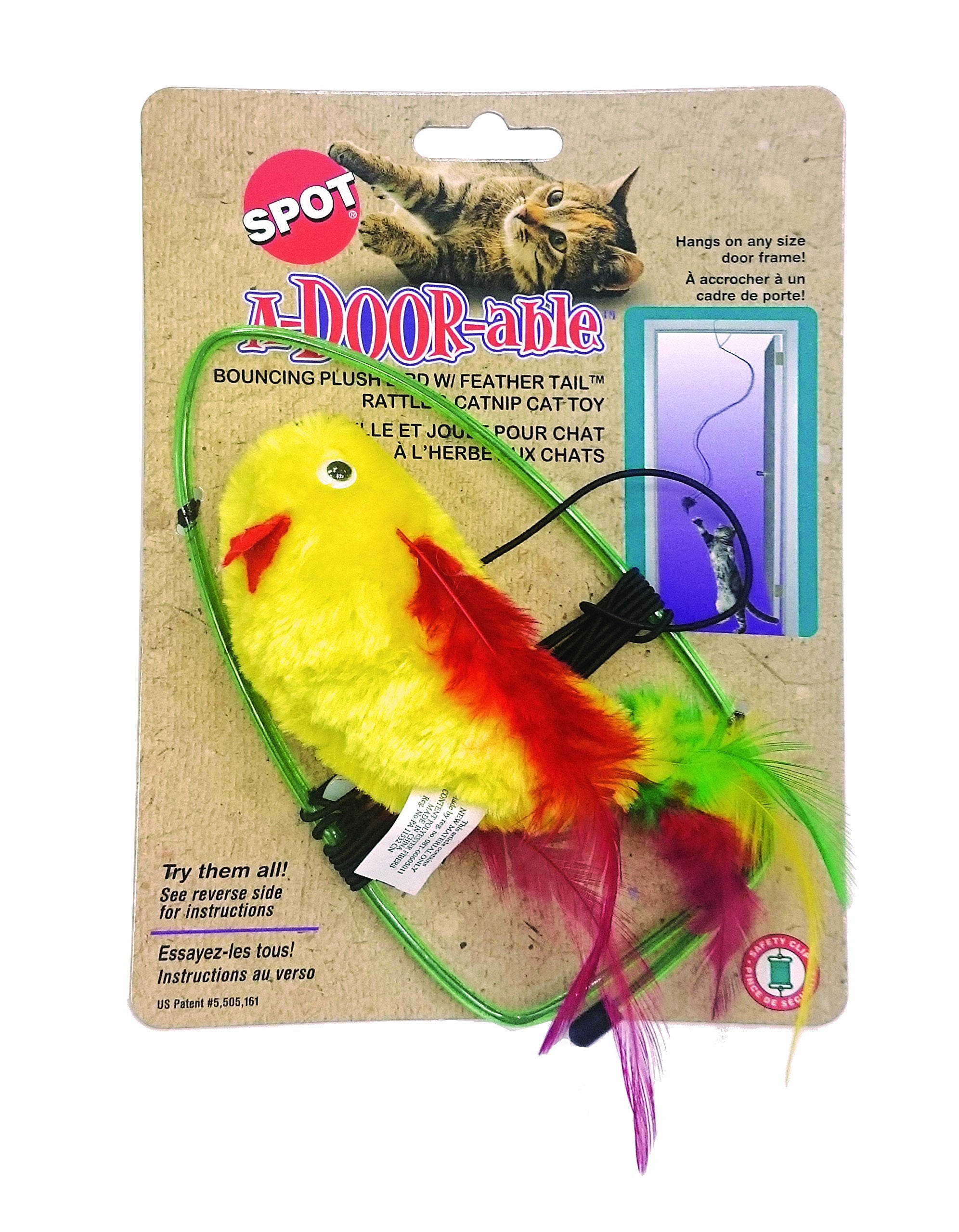 Spot By Ethical Products A-Door-Able Plush Bird Cat Toy With Feathers - Interactive Cat Toy For Indoor Cat - With Catnip