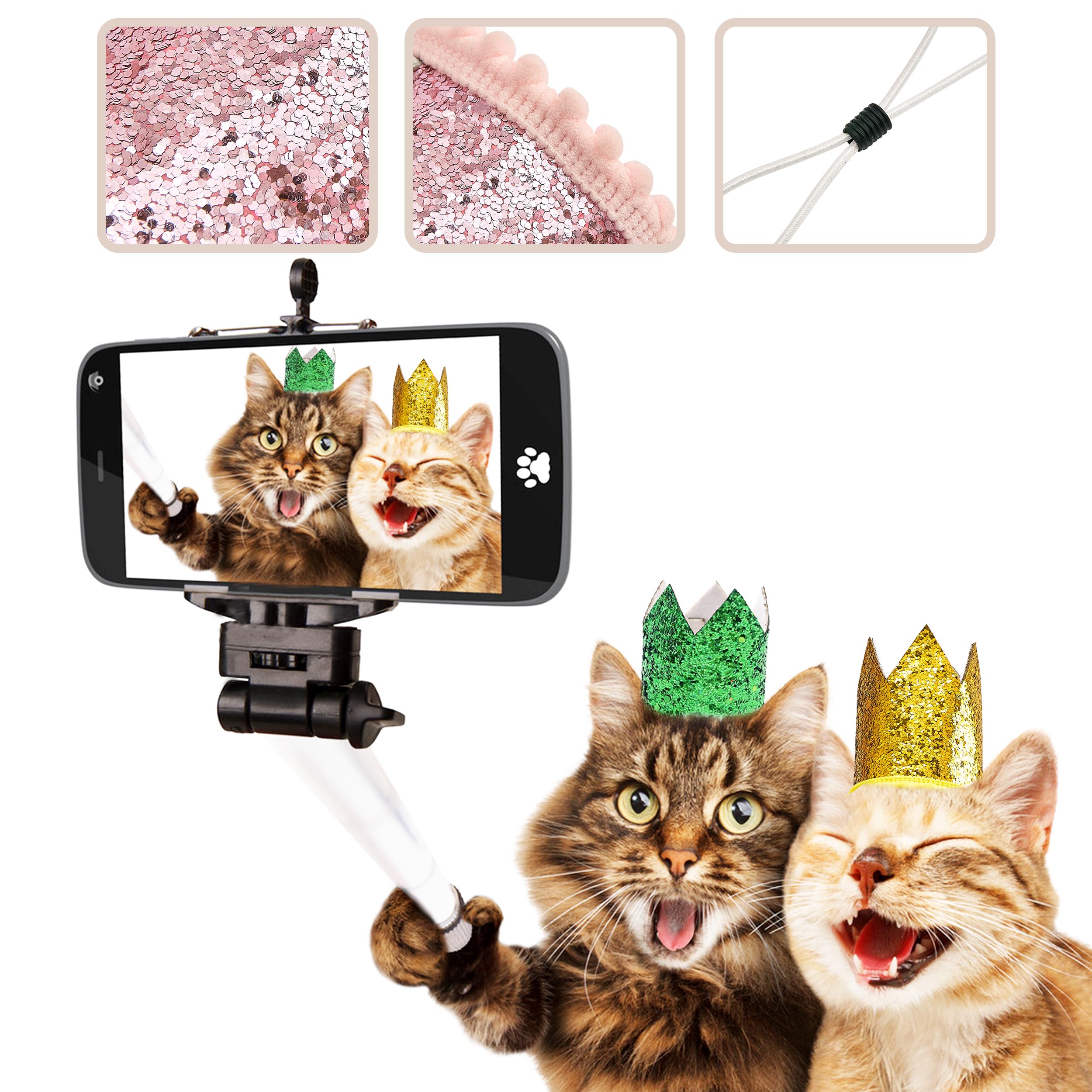 Pet Show 10 Pack Mini Small Dog Crown Hat Dog Birthday Party Hats Adjustable Headband Hats Cat Rabbit Hats For Holiday Wedding P