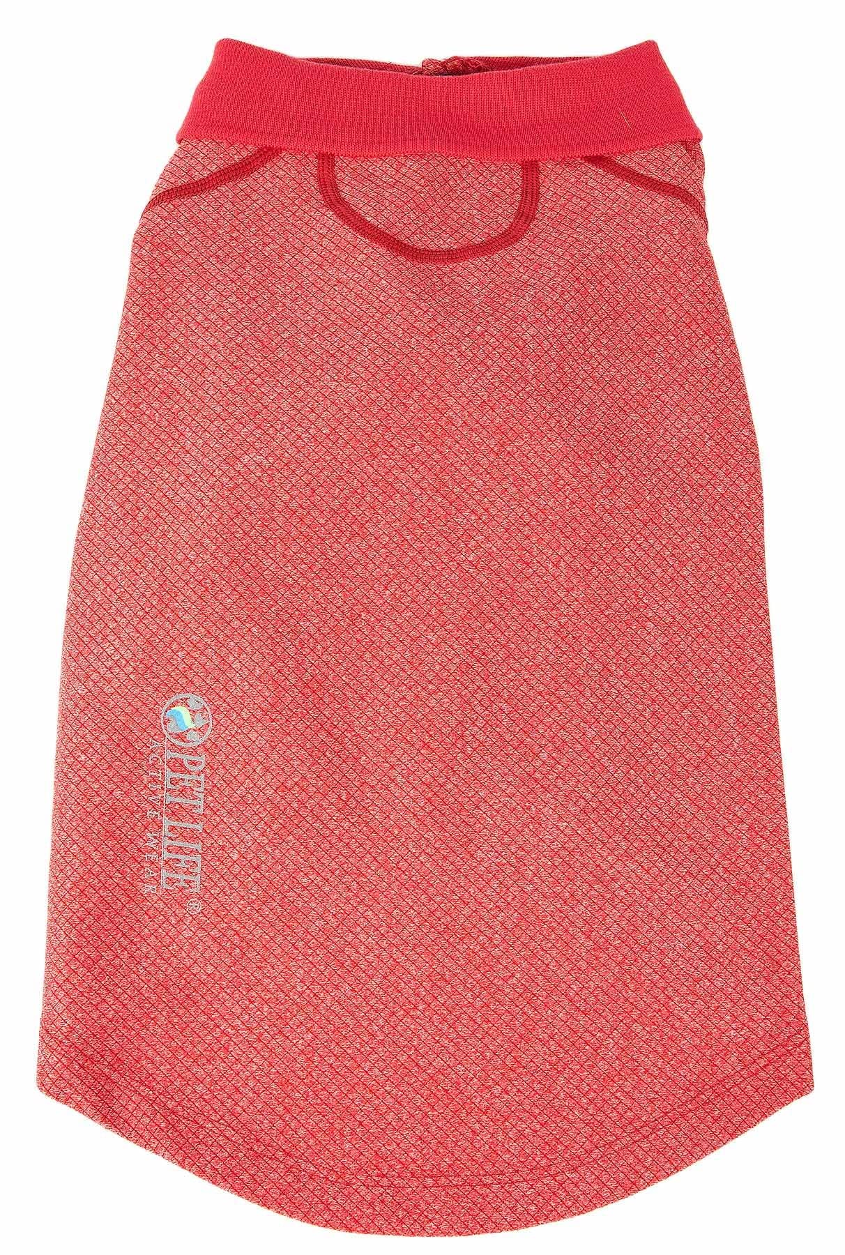 Pet Life ® Active 'Fur-Flexed' Fitness and Yoga Pet T-Shirt Dog Polo - Breathable Dog Shirt Featuring 4-Way Relax-Stretch, Reflection and Quick Dry Technology - Performance Dog Clothes Red