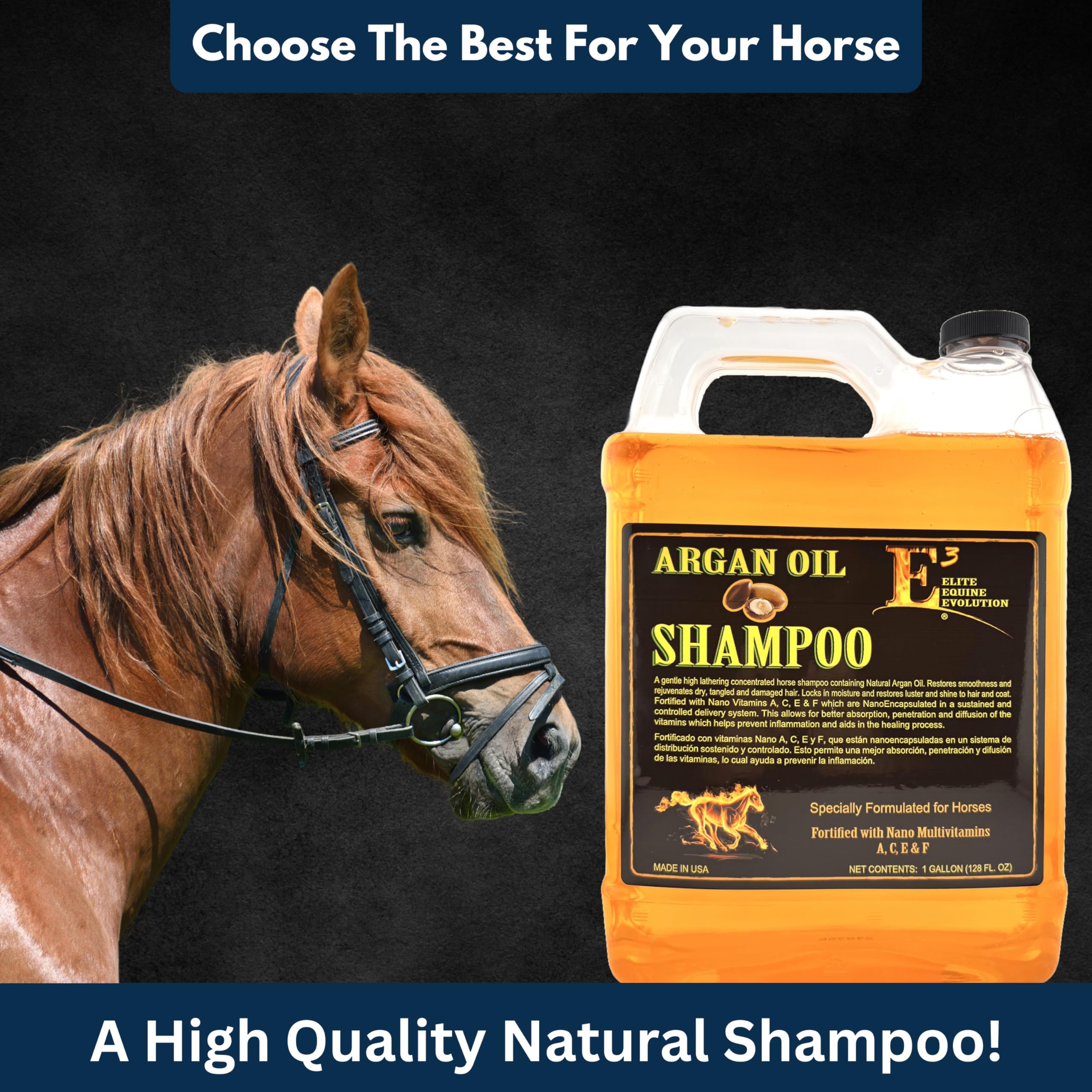 E3 Argan Oil Shampoo - Luxurious Pet Grooming Solution For Nourished & Rejuvenated Coat - Enriched With Hydrating Argan Oil For