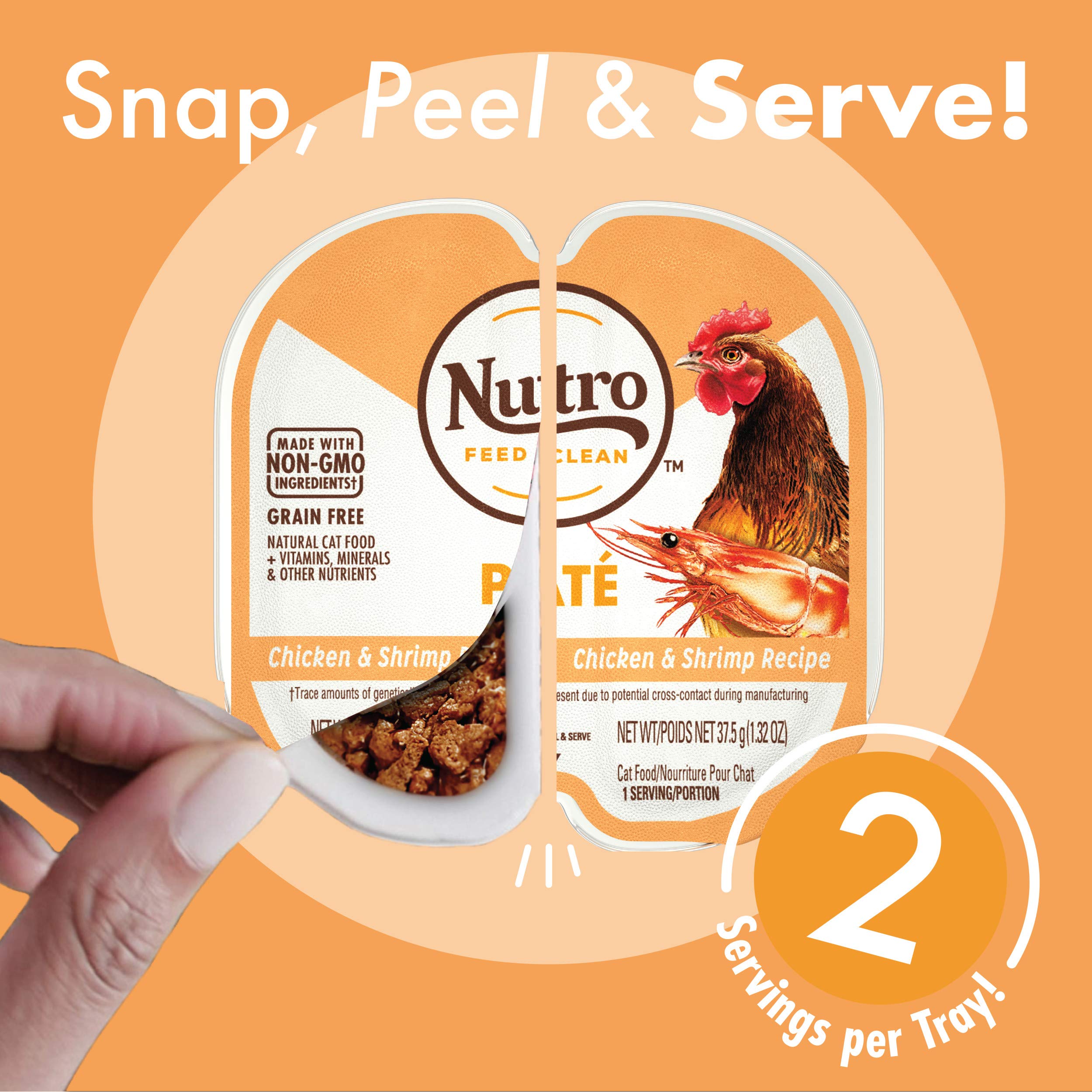 Nutro Perfect Portions Wet Cat Food Pate Chicken & Shrimp Recipe, 2.64 oz. Twin-Pack Trays (24 Count, Pack of 1)