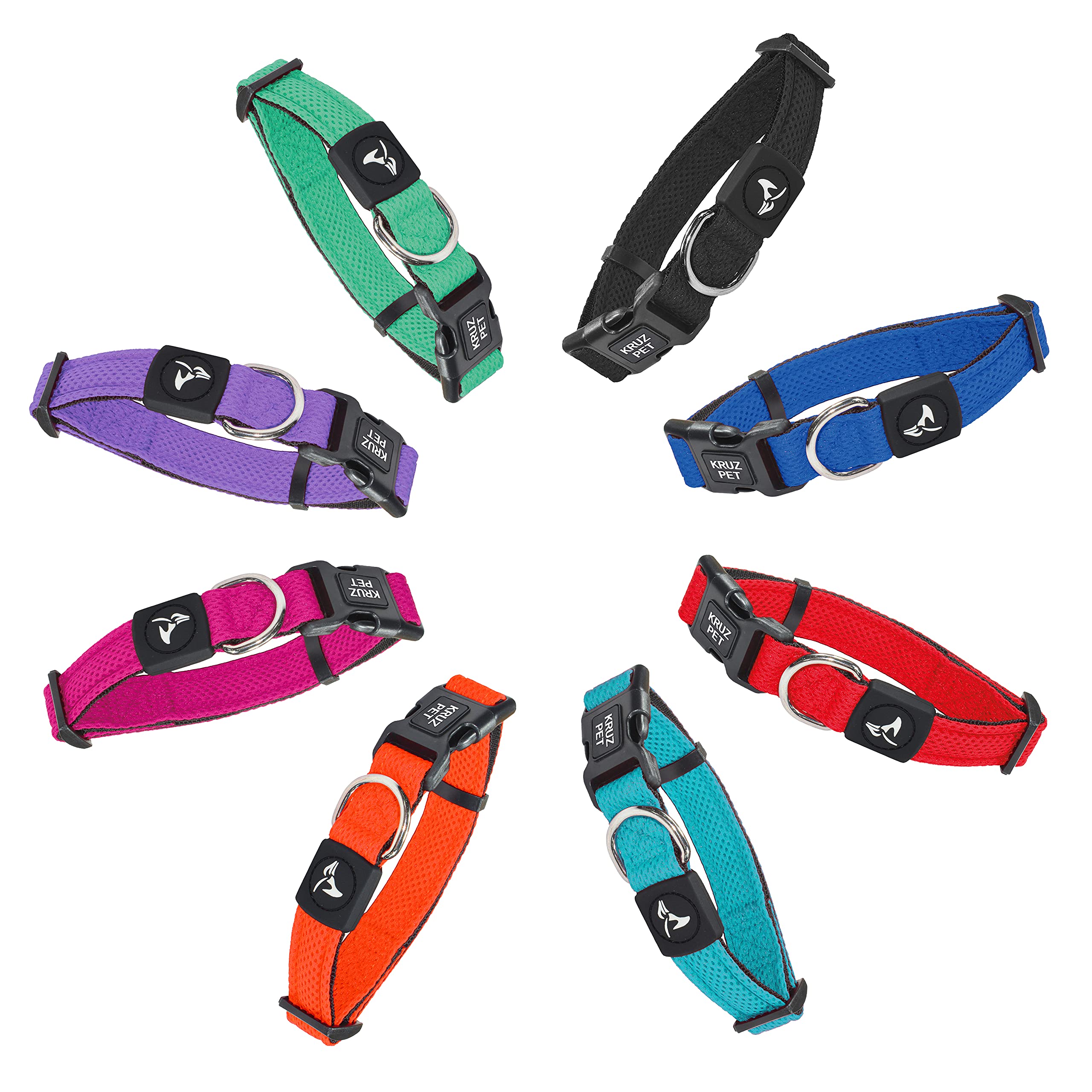 Kruz Pet Kza102-14S Mesh Dog Collar For Small, Medium, Large Dogs, Adjustable Neck Collar, Soft, Lightweight, Breathable, Comfort Fit - Red - Small