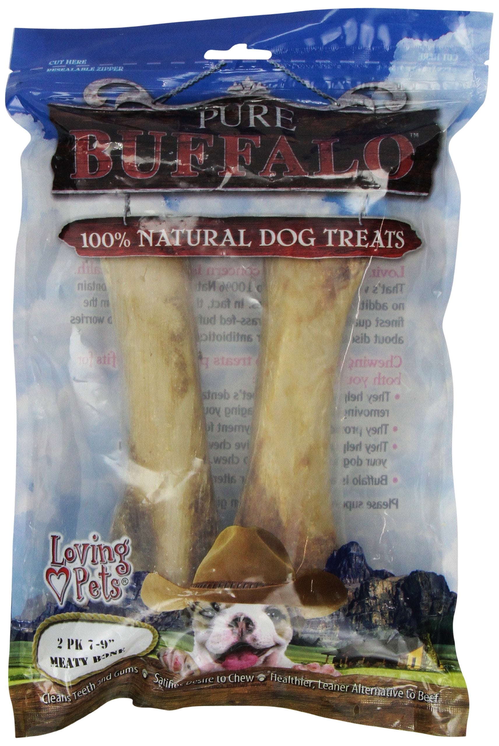 Loving Pets Pure Buffalo 7-9 Meaty Femur Bones, Dog Treat