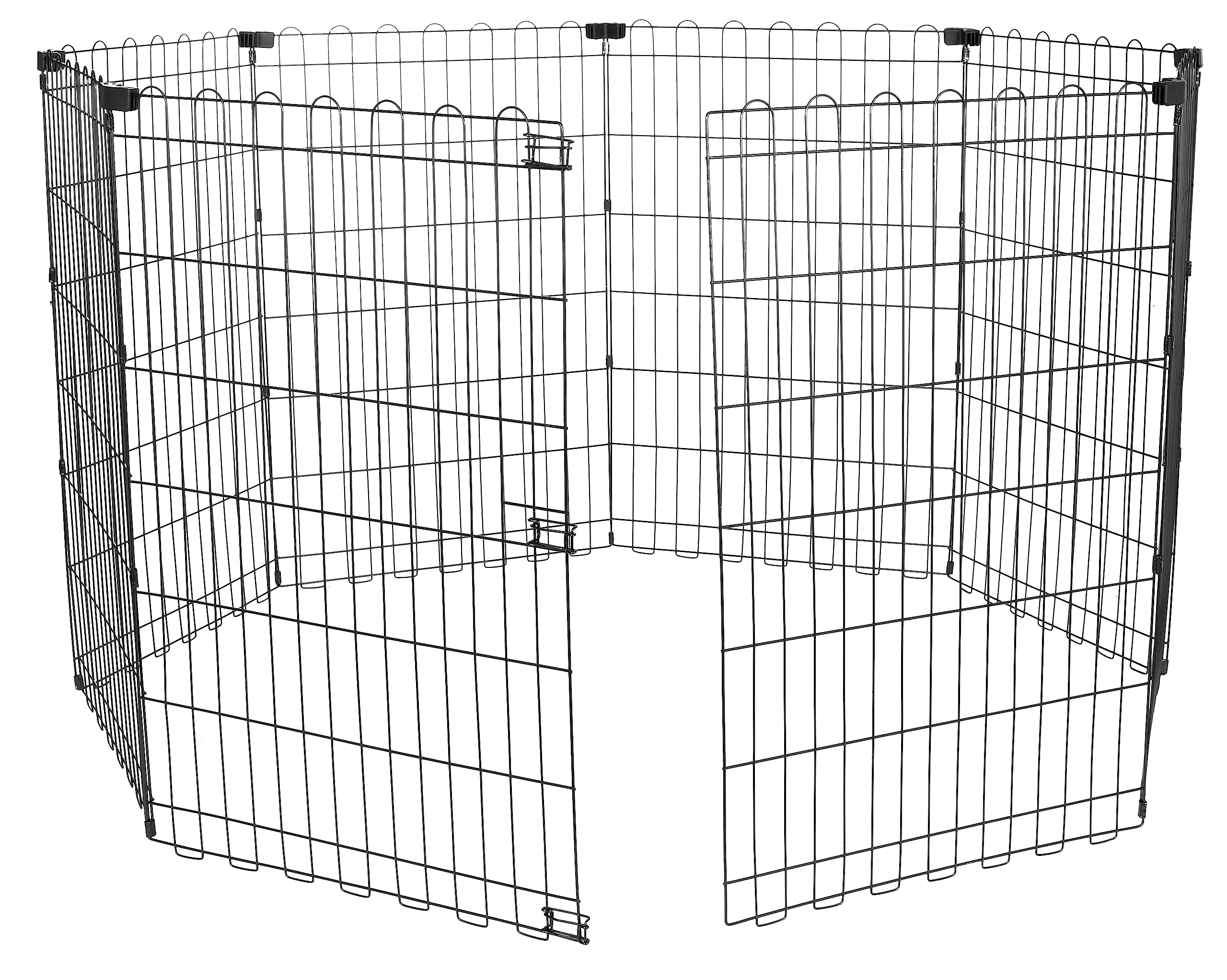 Amazon Basics Foldable Octagonal Metal Exercise Dog Playpen - Indoor/Outdoor, No Door, Medium (8 Panels, 24 X 36), Easy To Assem