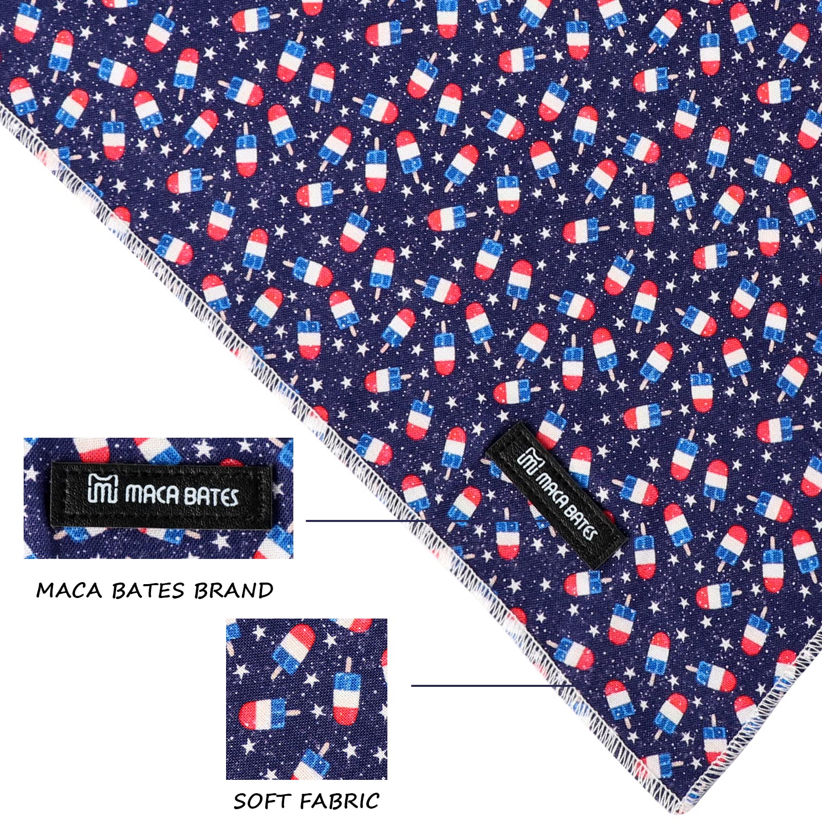 Maca Bates American Flag 4Th Of July Dog Bandana Triangle Scarf Patriotic Handkerchief Soft Cotton Cute Adjustable Puppy Bandana