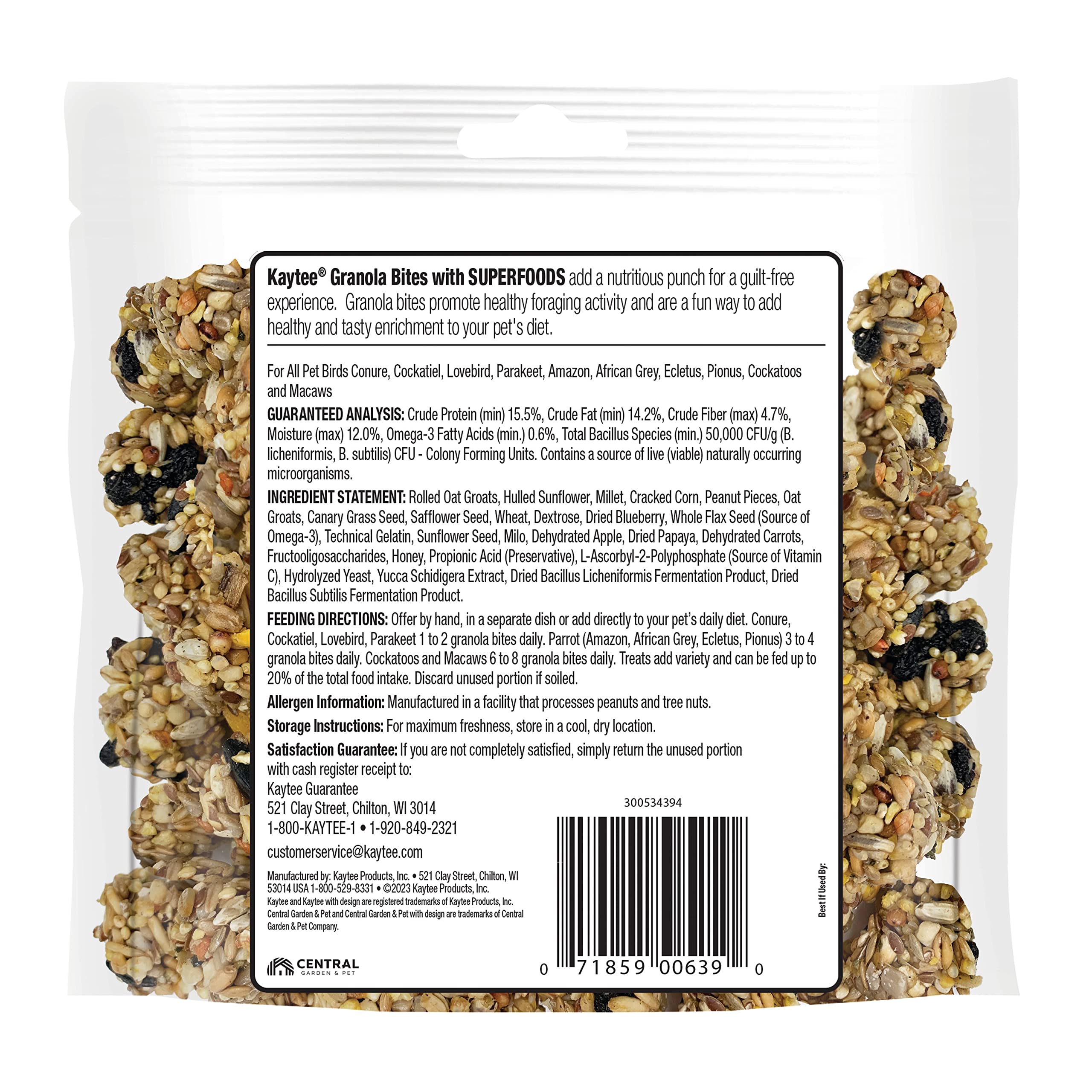 Kaytee Granola Bites with Super Foods Blueberry and Flax