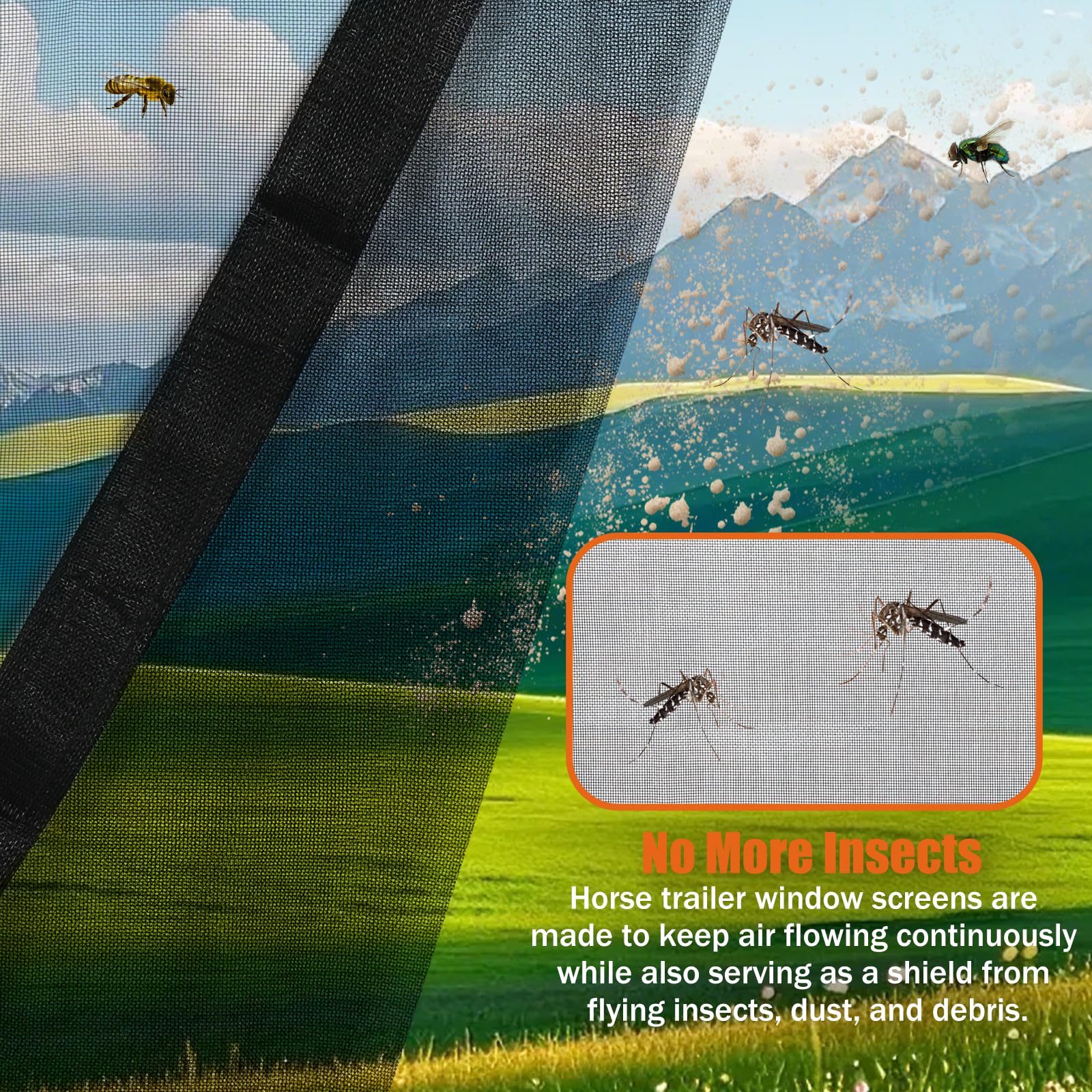 Hryoml Horse Trailer Window Screen With Hook And Loop, Horse Trailer Accessories To Protect The Horse'S Eyes And Ears From Bugs