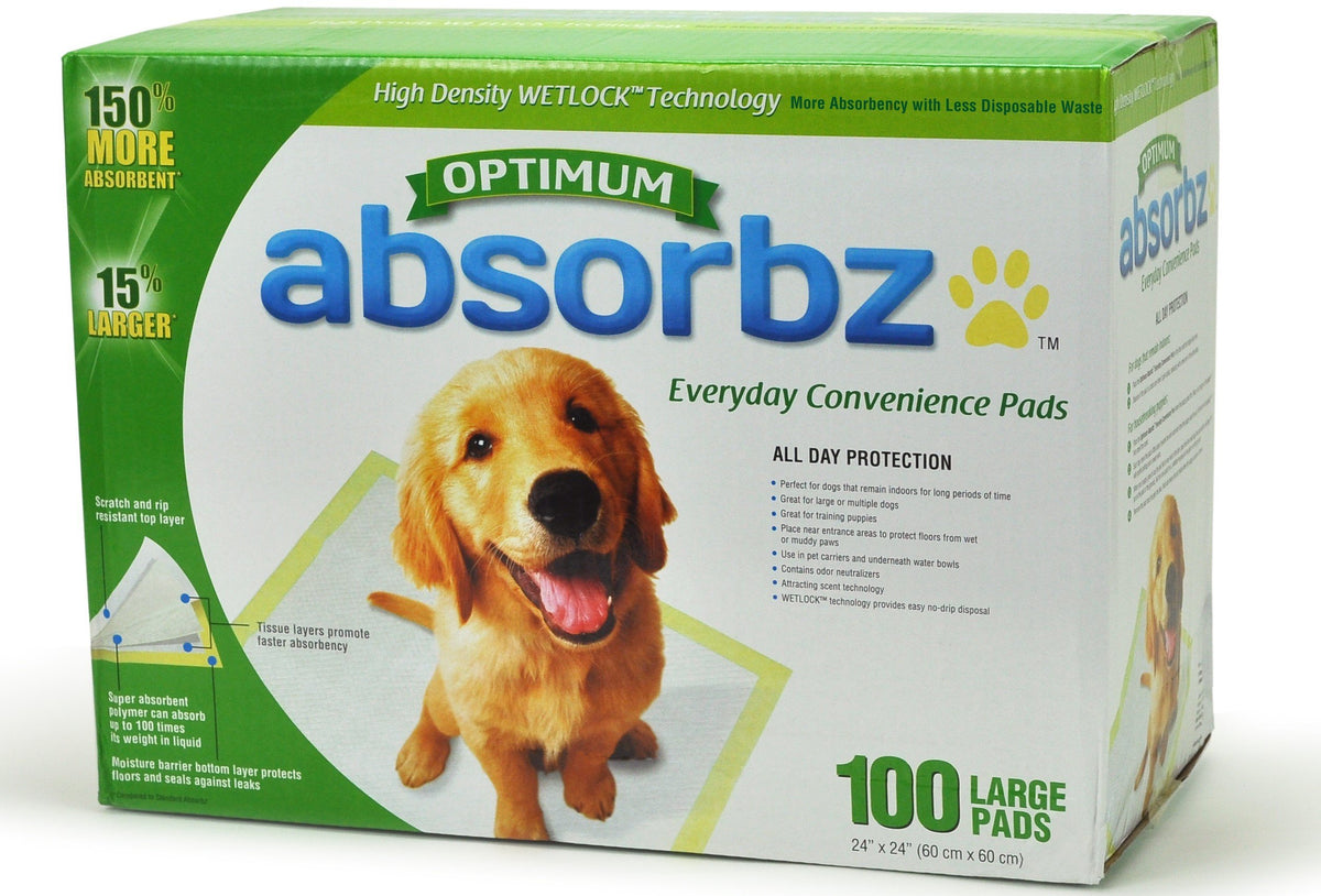 Absorbz Optimum Training Pads For Dogs, 100 Ct. Large 24'X24' Pads