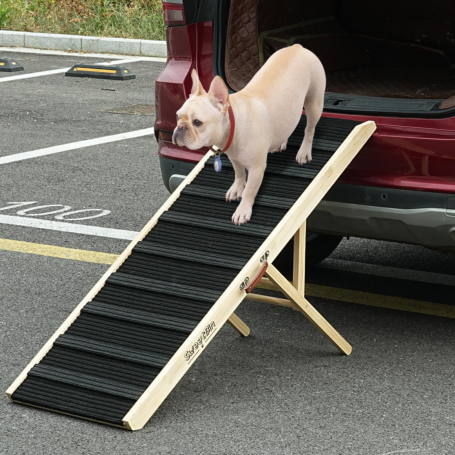 Dog Ramp For High Bed - Non-Slip, Sturdy Build Foldable Dog Ramp - 51'' Long Adjustable 14''-28'' Ramps For Small Large Dogs- Fo