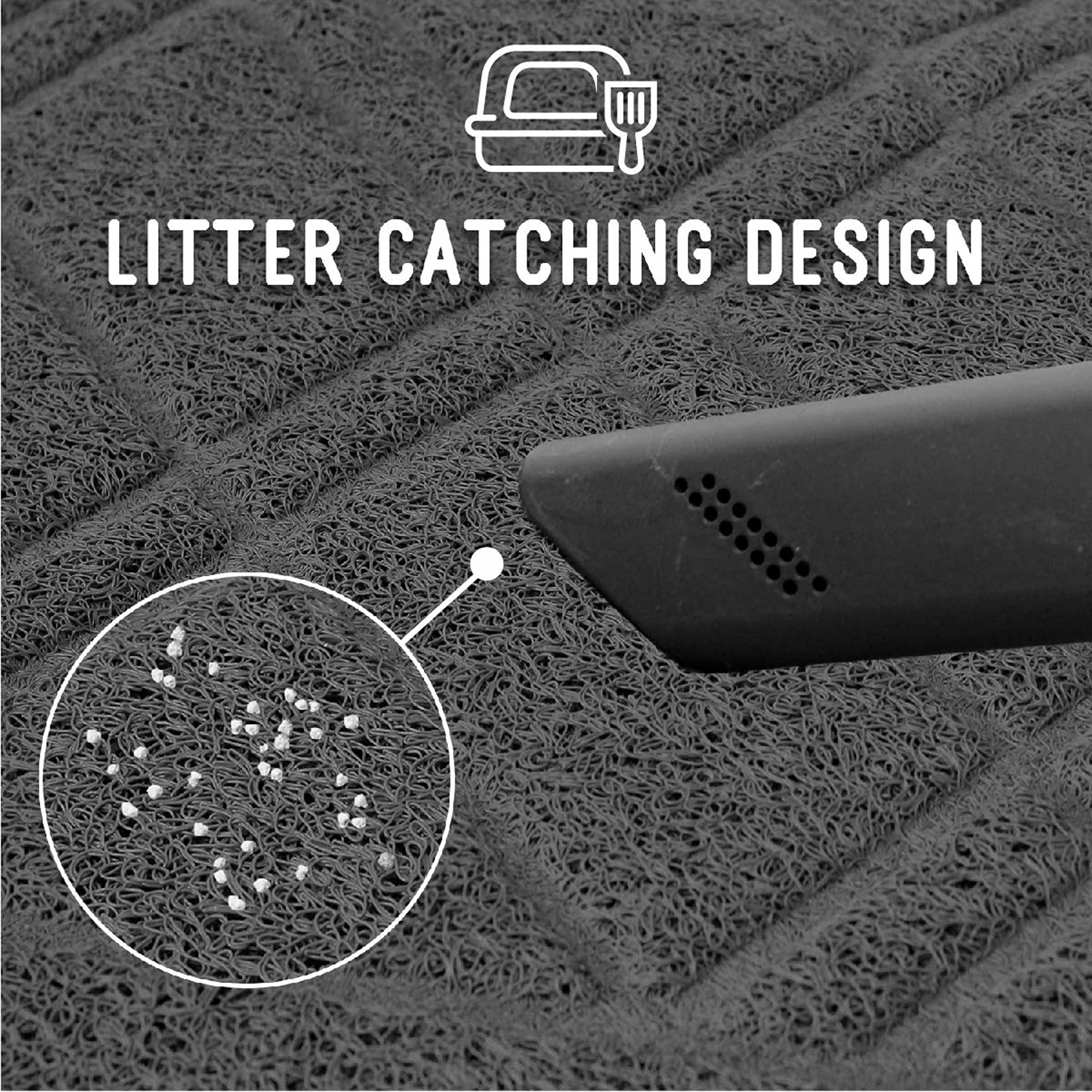 Downtown Pet Supply - Kitty Litter Mat - Padded, Non-Slip Mat For Cat Litter Box - Waterproof Mat For All Litter Types - Grey -