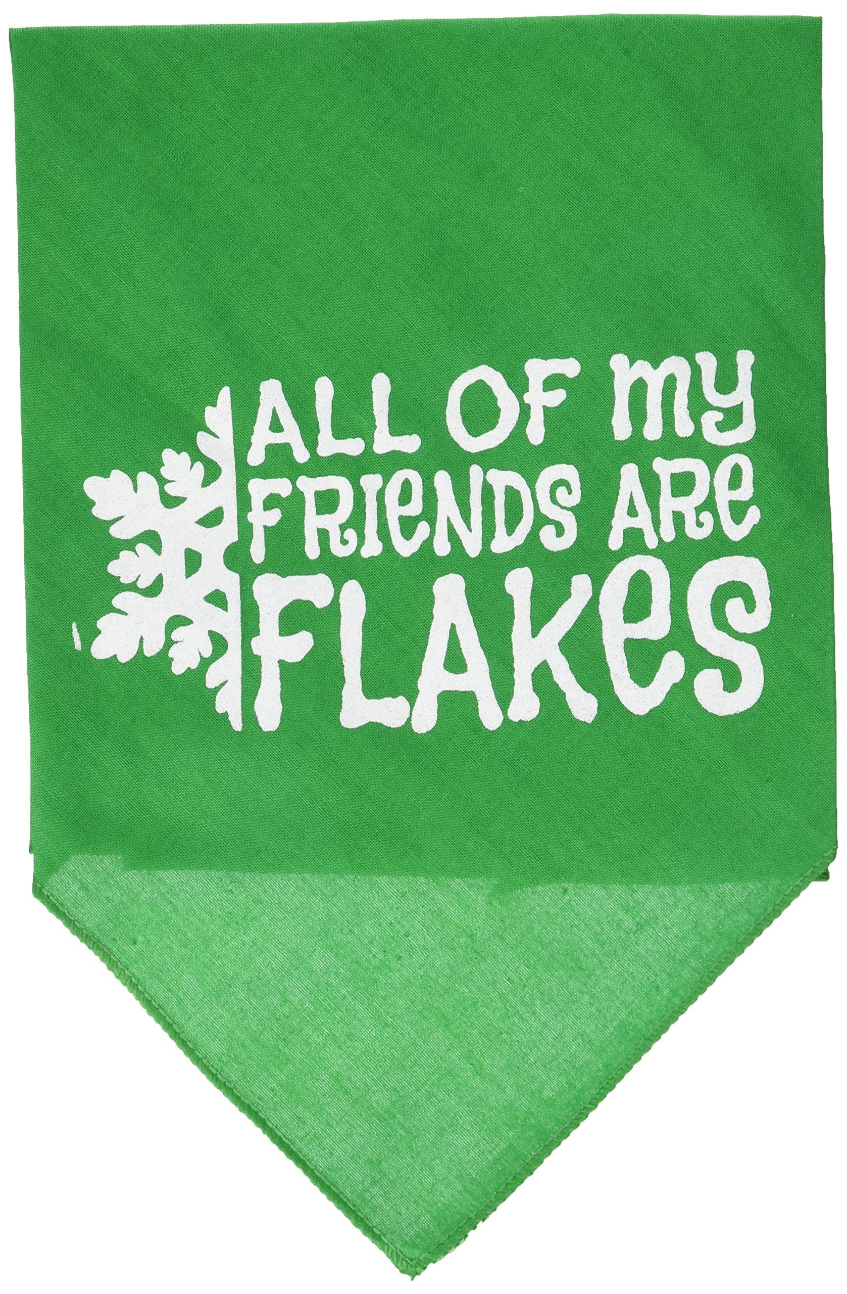 Christmas Pet and Dog Bandana Screen Printed, &quot;All Of My Friends Are Flakes&quot; Emerald Green Large