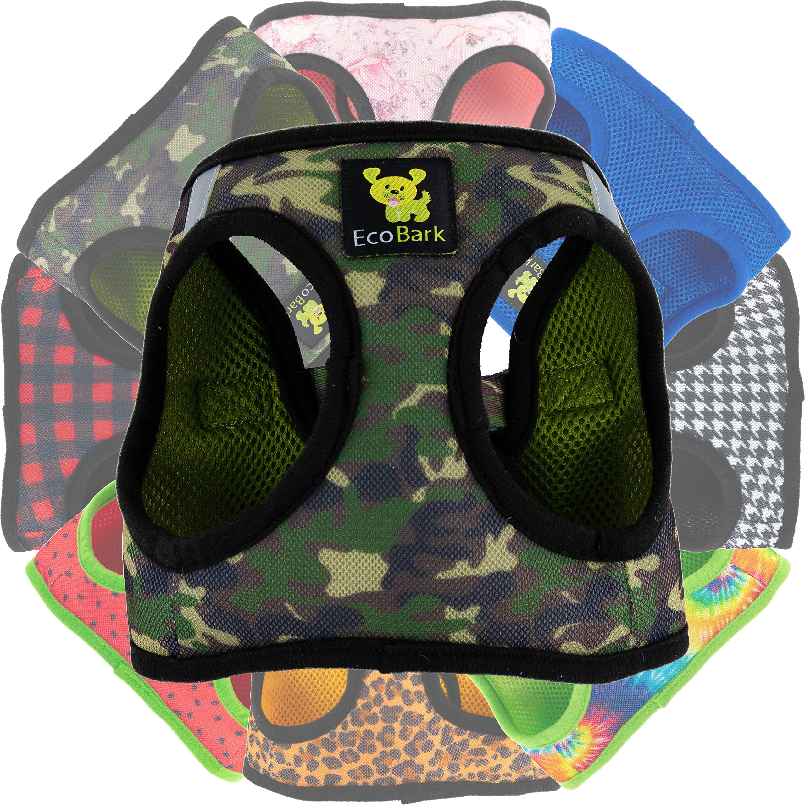 Ecobark Step In Dog Harness - Eco-Friendly Dog Harnesses For For Small & Medium Breed Dogs - Reflective And Adjustable Chest Body Halter Vest -Soft Luxurious Mesh (Camo, Xl)