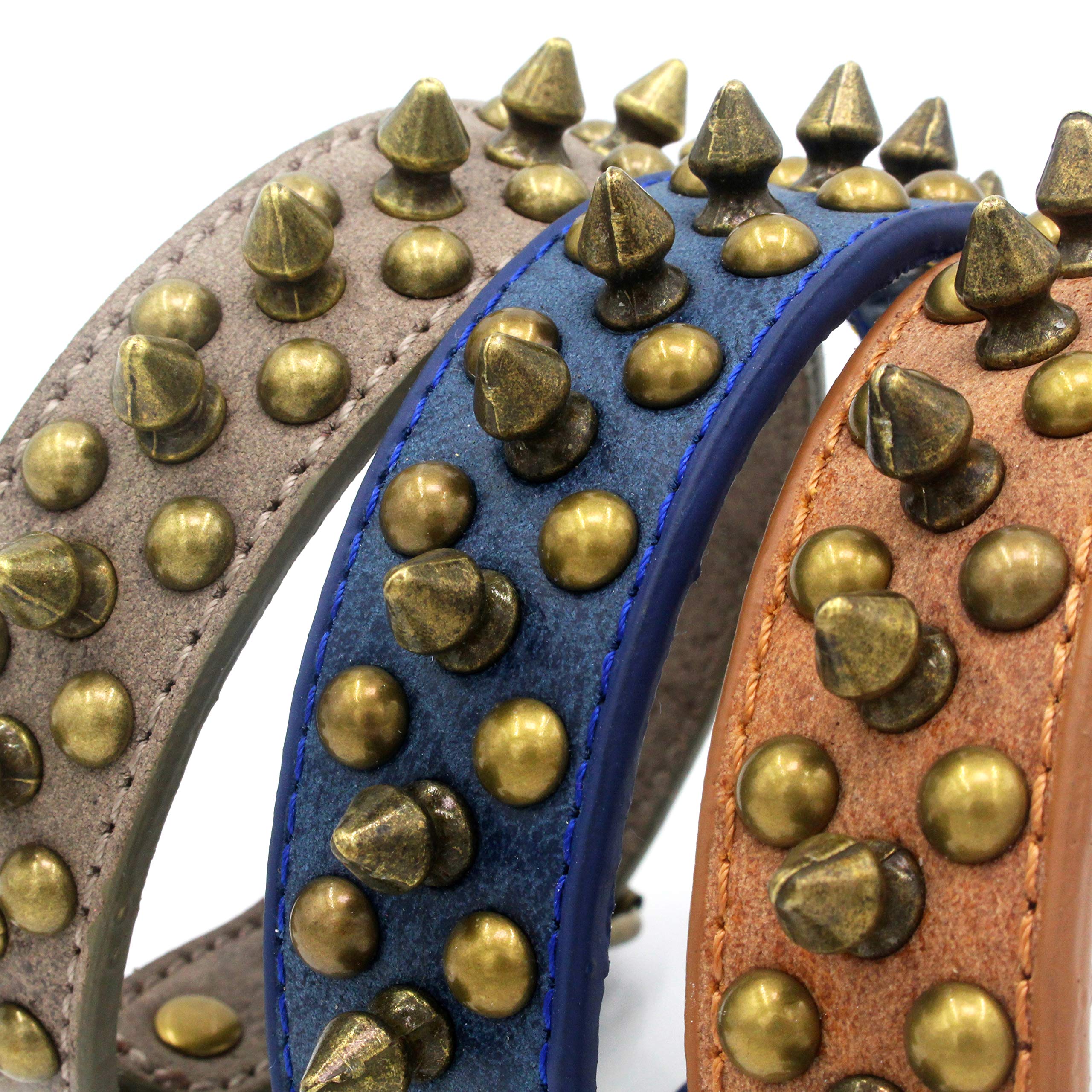Serijoars Spiked Dog Collar Soft Pu Leather Mushrooms Rivet Spike Studded Dog Collar Adjustable Puppy Collars (S, Blue2)