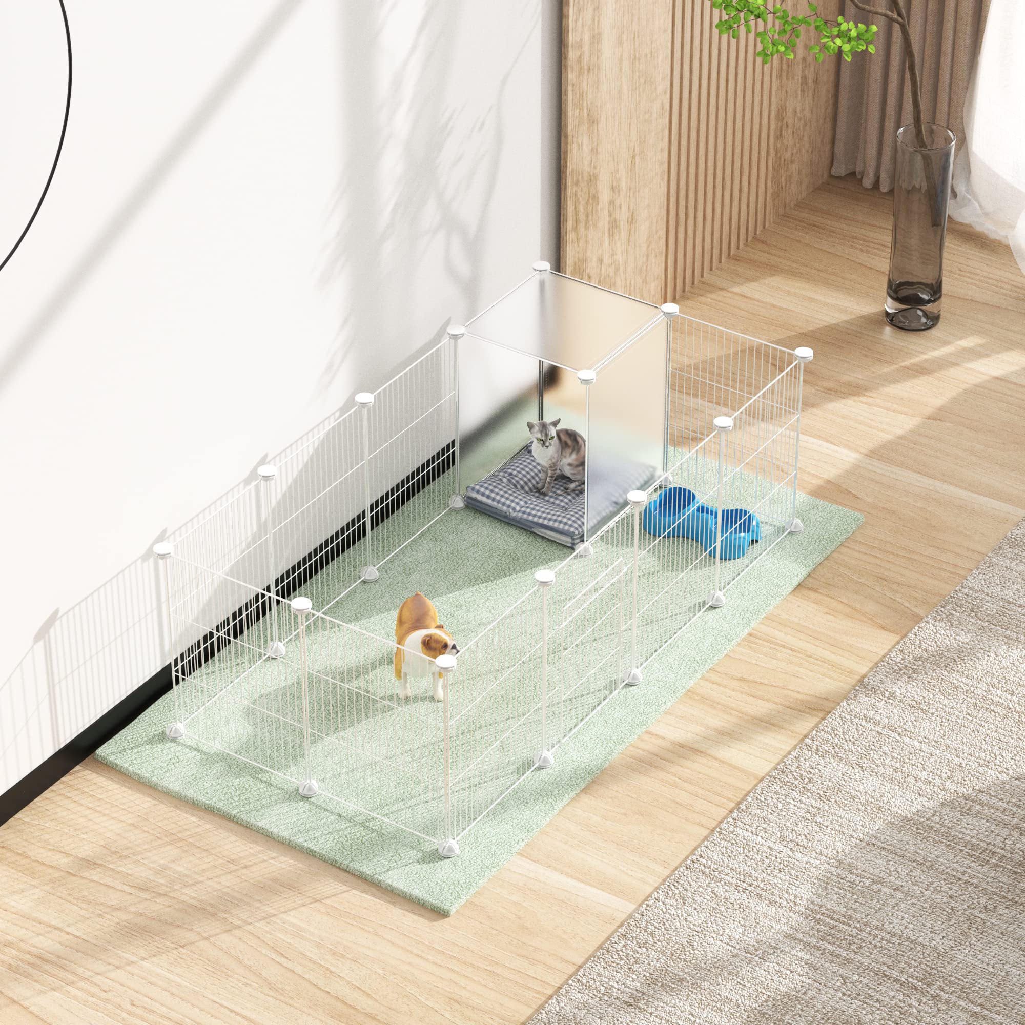 Homidec Pet Playpen,Small Animals Cage Diy Wire Yard Fence With Door For Indoor/Outdoor Use,Portable For Puppies,Kitties,Bunny,Turtle 48' X 24' X 16'