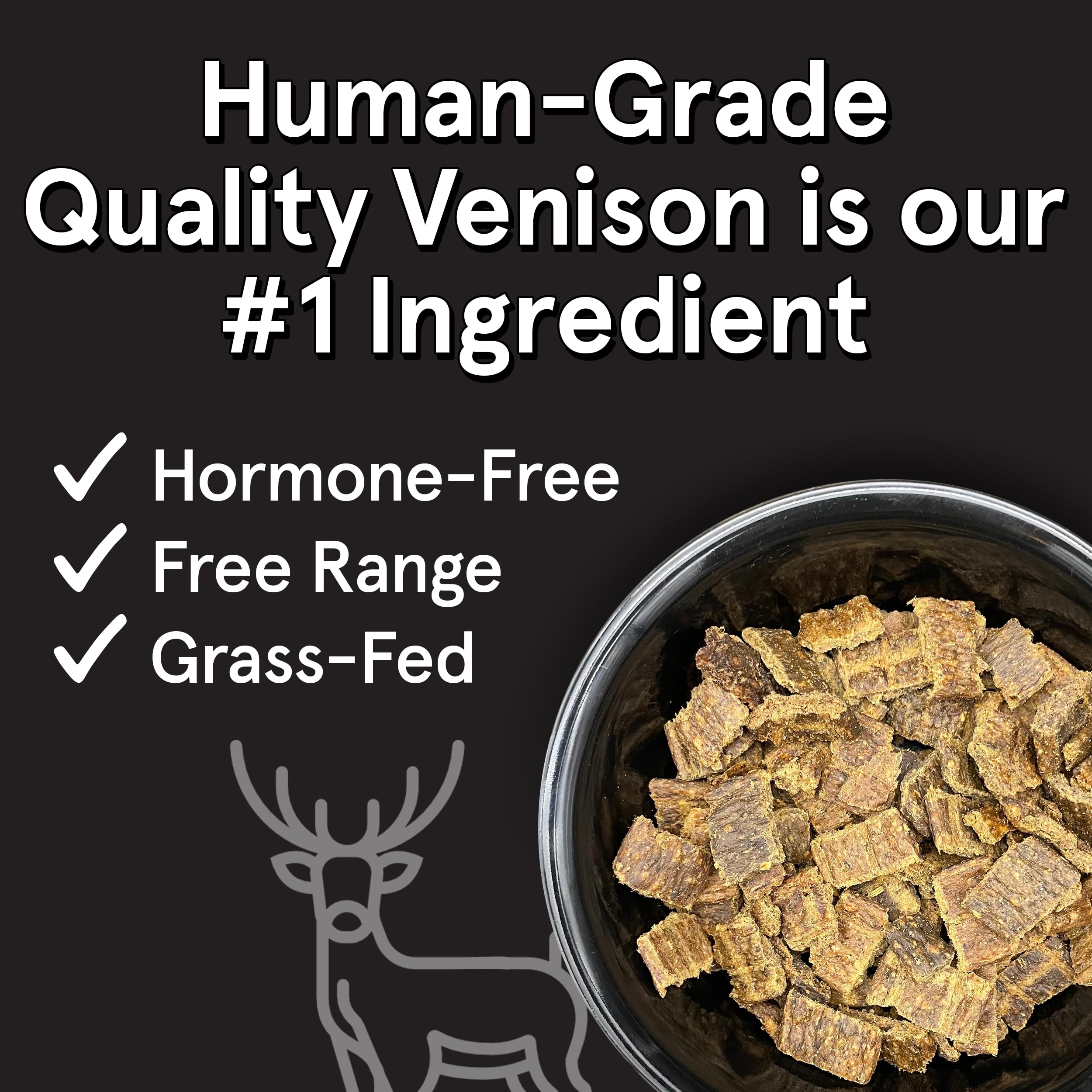 Real Meat Air Dried Dog Food w/Real Venison - Two 2lb Bags of USA-Crafted Grain-Free Real Meat Dog Food Sourced from Hormone-Fre