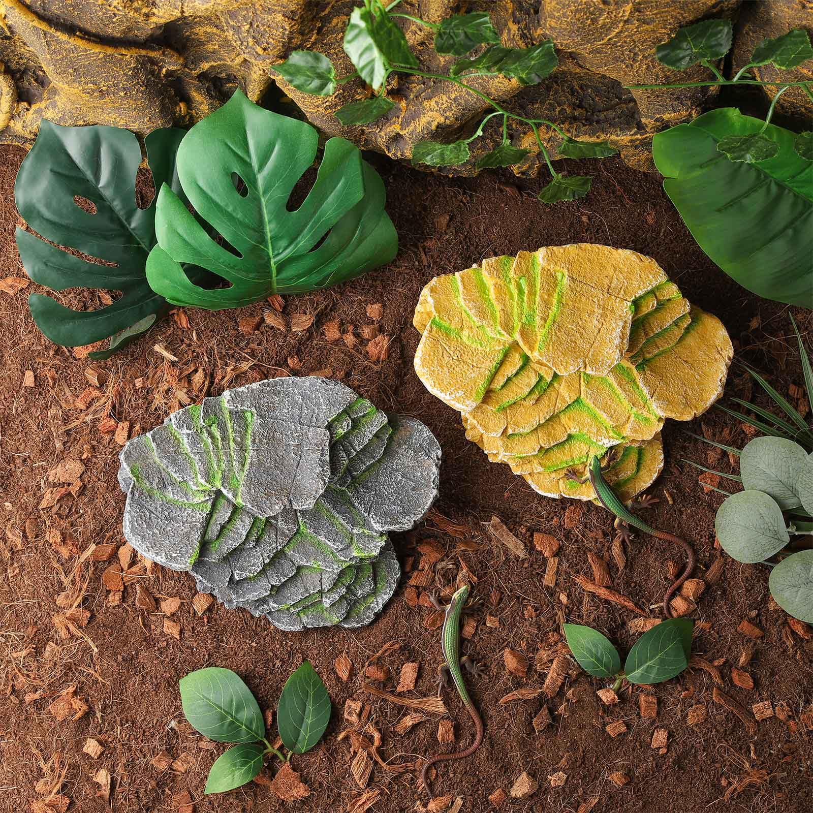 IBWell Bearded Dragon Hides and Caves Basking Rock Resin Hermit Crab Climbing Accessories for Habitat Yellow Aquarium Hiding Pla