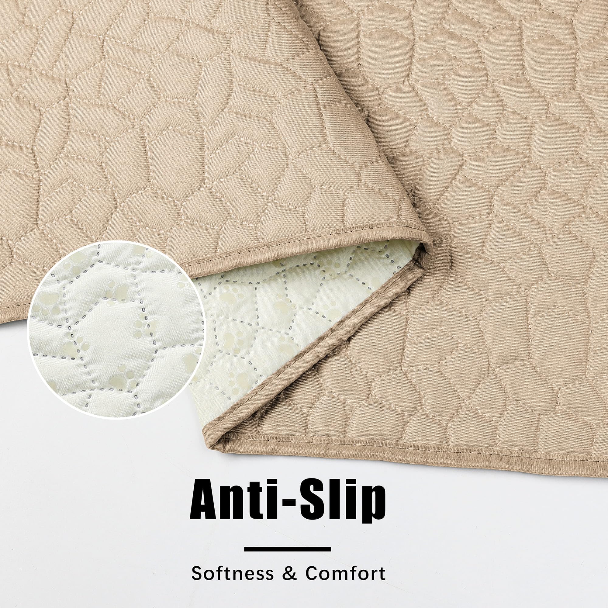 Tuffeel Waterproof Dog Blanket, Washable Anti-Slip Pet Couch Cover 30x70, Beige - Hair Resistant Furniture Protector for Dogs