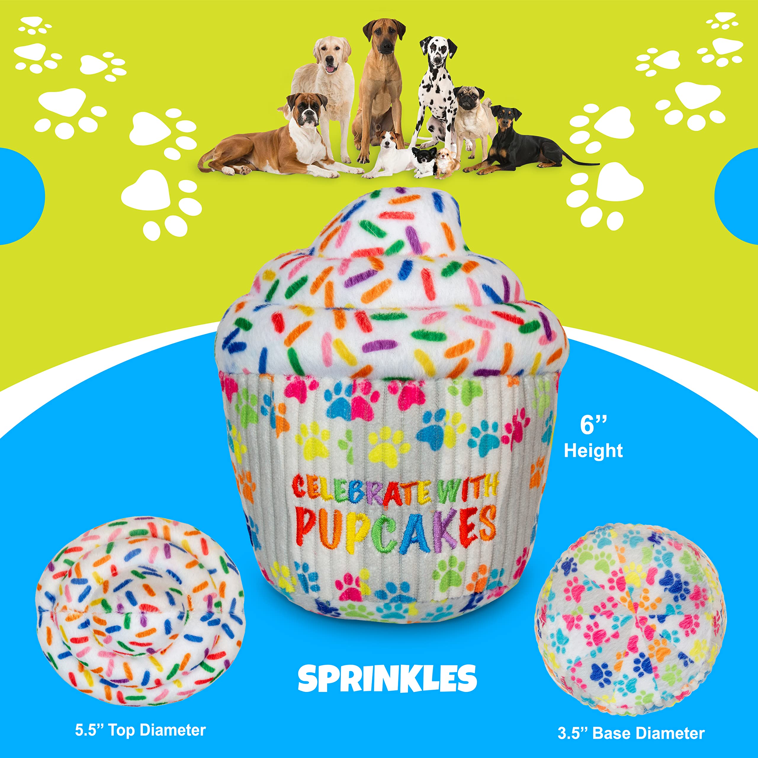 Yipnplay Pupcakes – Plush Toys For Dogs In A Variety Of Fun Cupcake Designs And Styles Made From Soft Materials, Including Corduroy, With Built-In Squeaker And Embroidering For Playtime And Comfort
