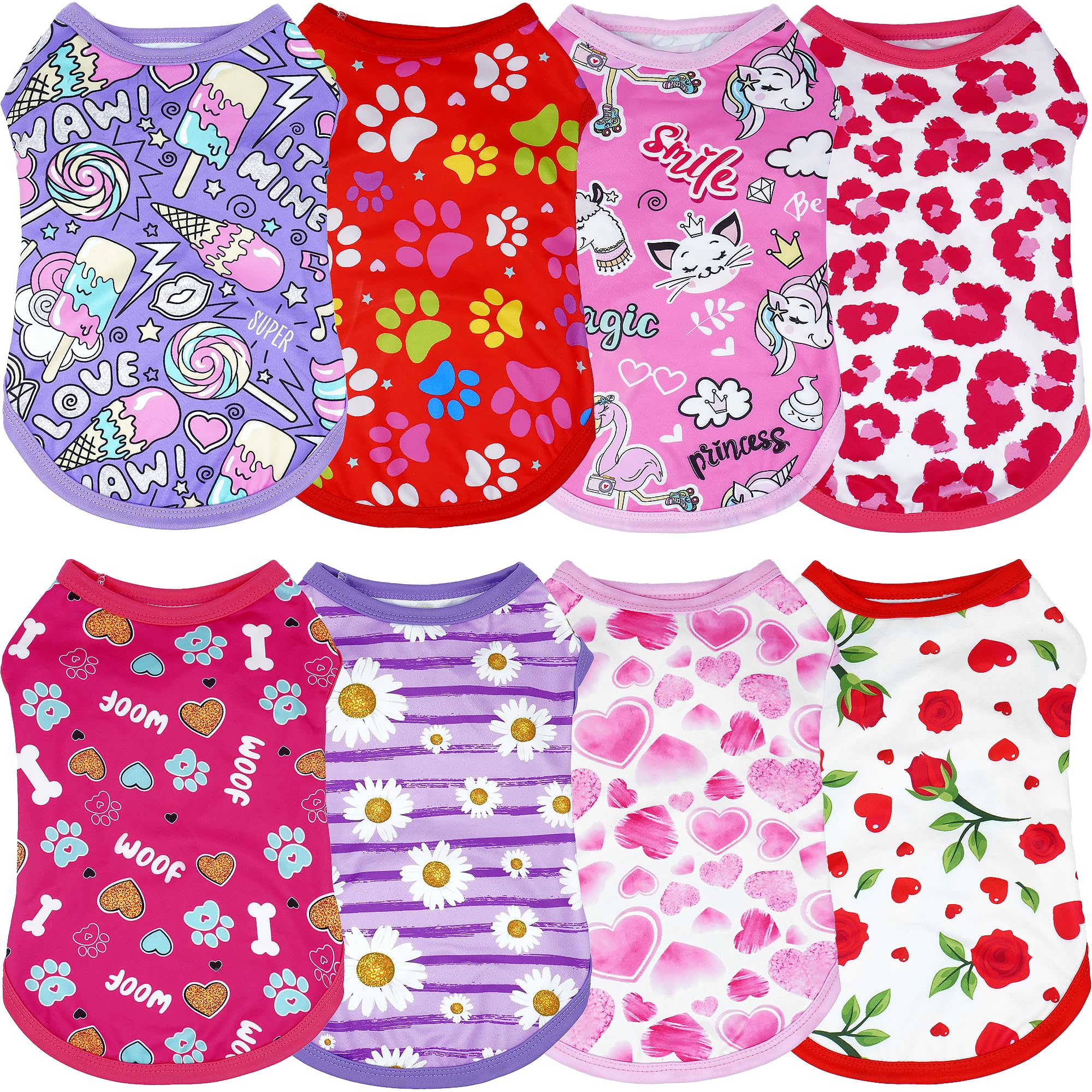 Jpgdn 8Pcs/Pack Dog Shirts Pink For Medium Dog Girl Female Sleeveless T Shirts Cats Doggie Puppy Tank Top Tee Vest