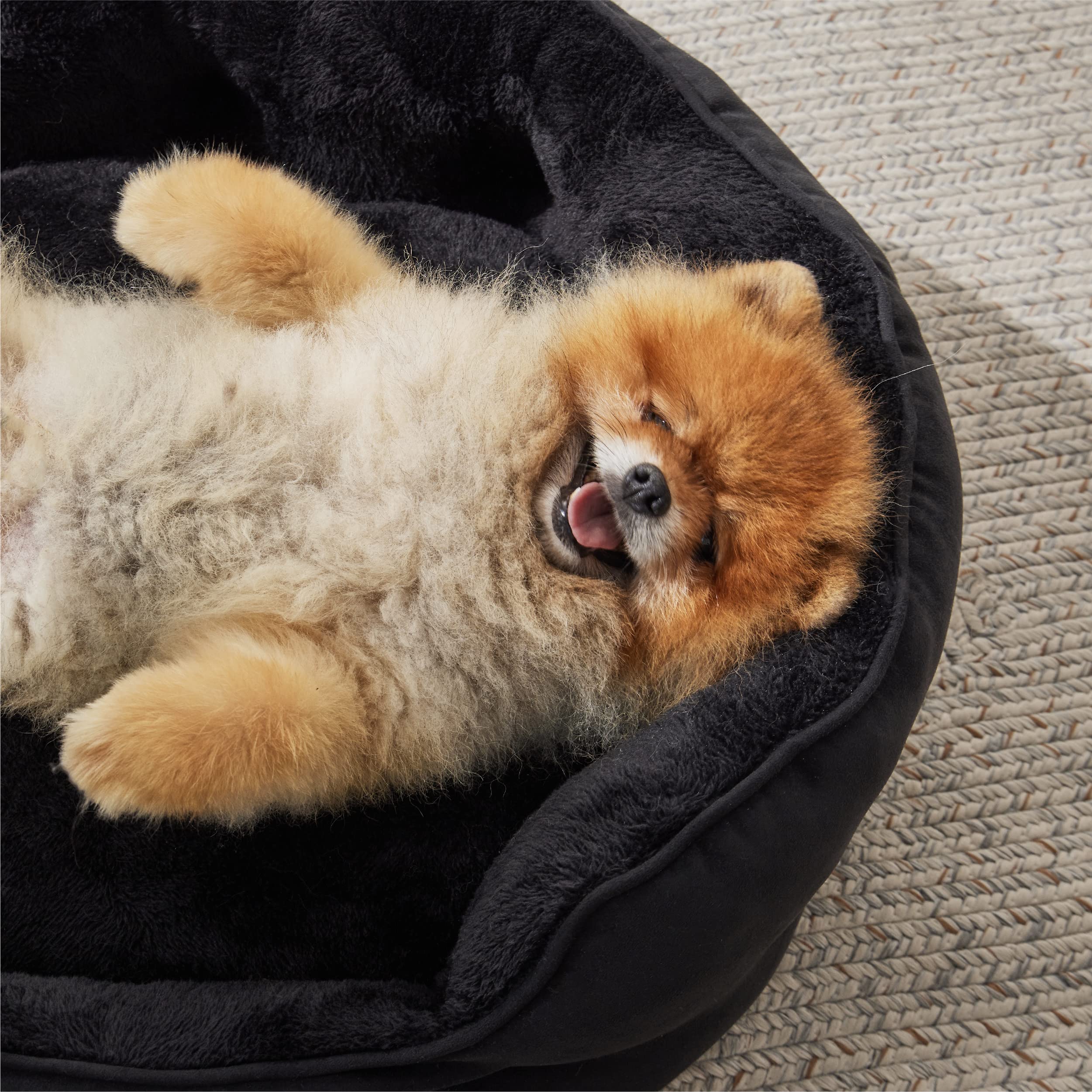 Bedsure Dog Beds For Small Dogs - Round Cat Beds For Indoor Cats, Washable Pet Bed For Puppy And Kitten With Slip-Resistant Bottom, 25 Inches, Black