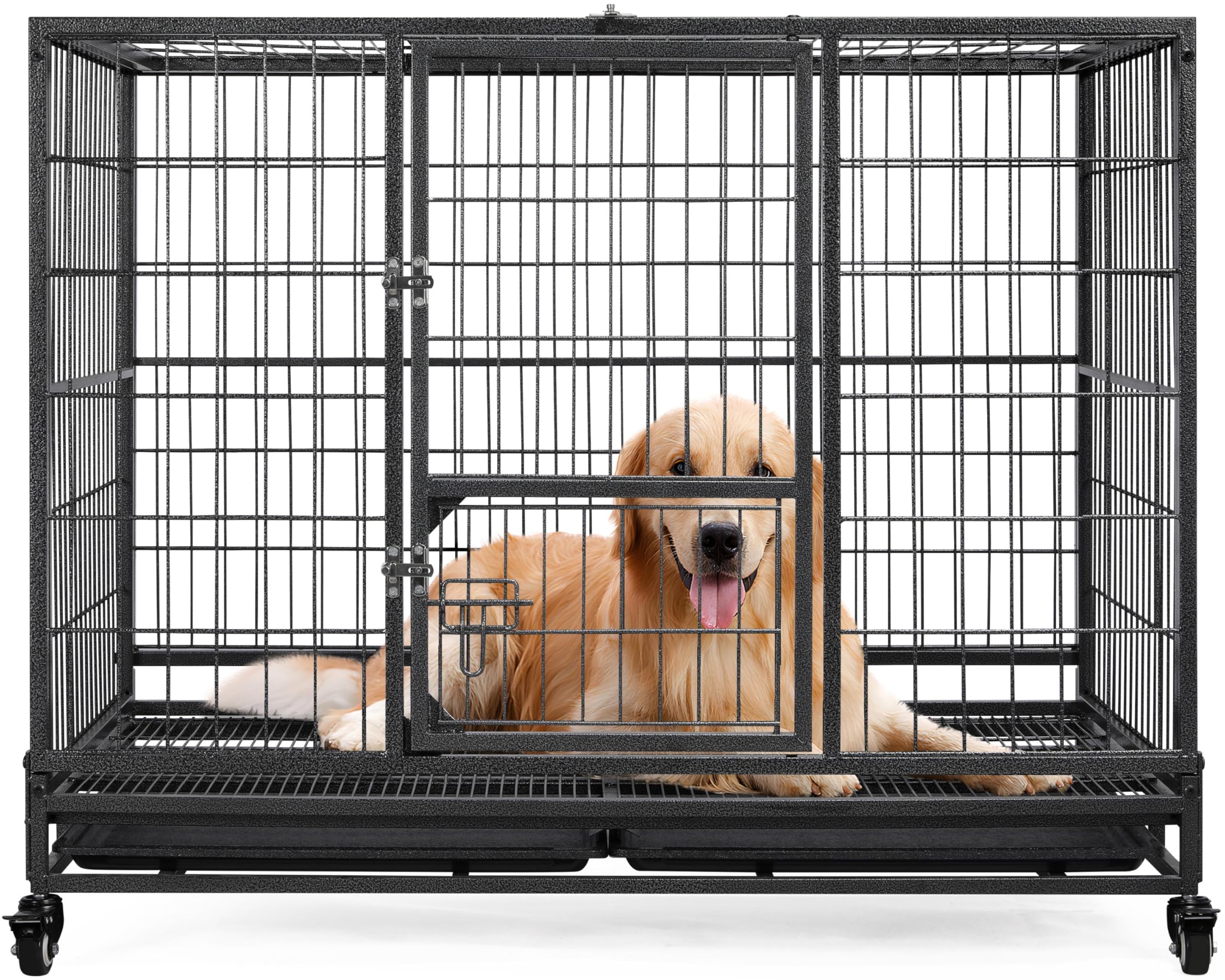 Yaheetech 42-Inch Dog Crate Heavy Duty Metal Dog Crate For The House Indoor Dog Kennel For Small/Medium/Large Dogs W/Double Door