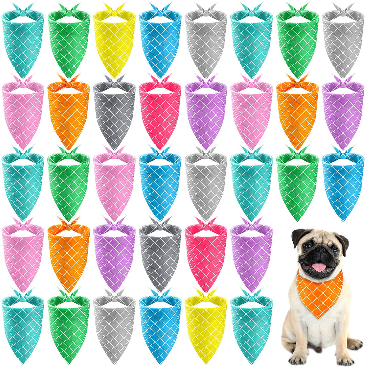 Frienda 20 Pieces Point Adjustable And Washable Dog Bandana Triangle Scarf Kerchiefs Dog Bib Accessories For Small To Puppy Cat(Plaid)