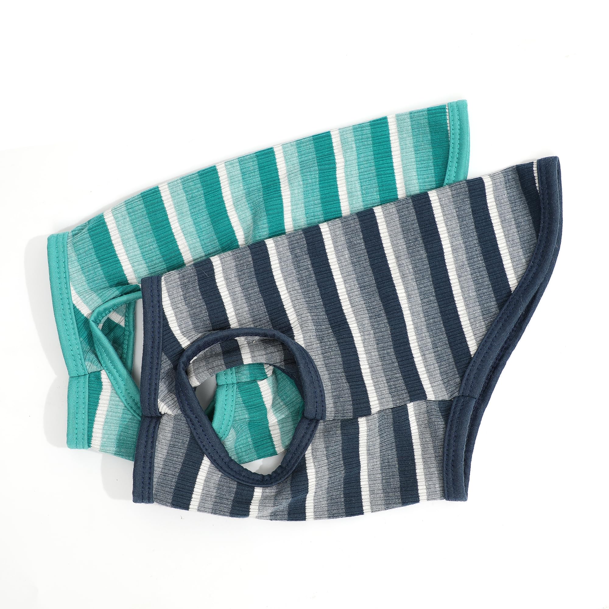 2 Pack Dog Clothes Soft Striped Dog Shirt Tank Top Pet Sleeveless Puppy Tee Shirts For Small Dogs Boy Girl,Navy Blure,Dark Green