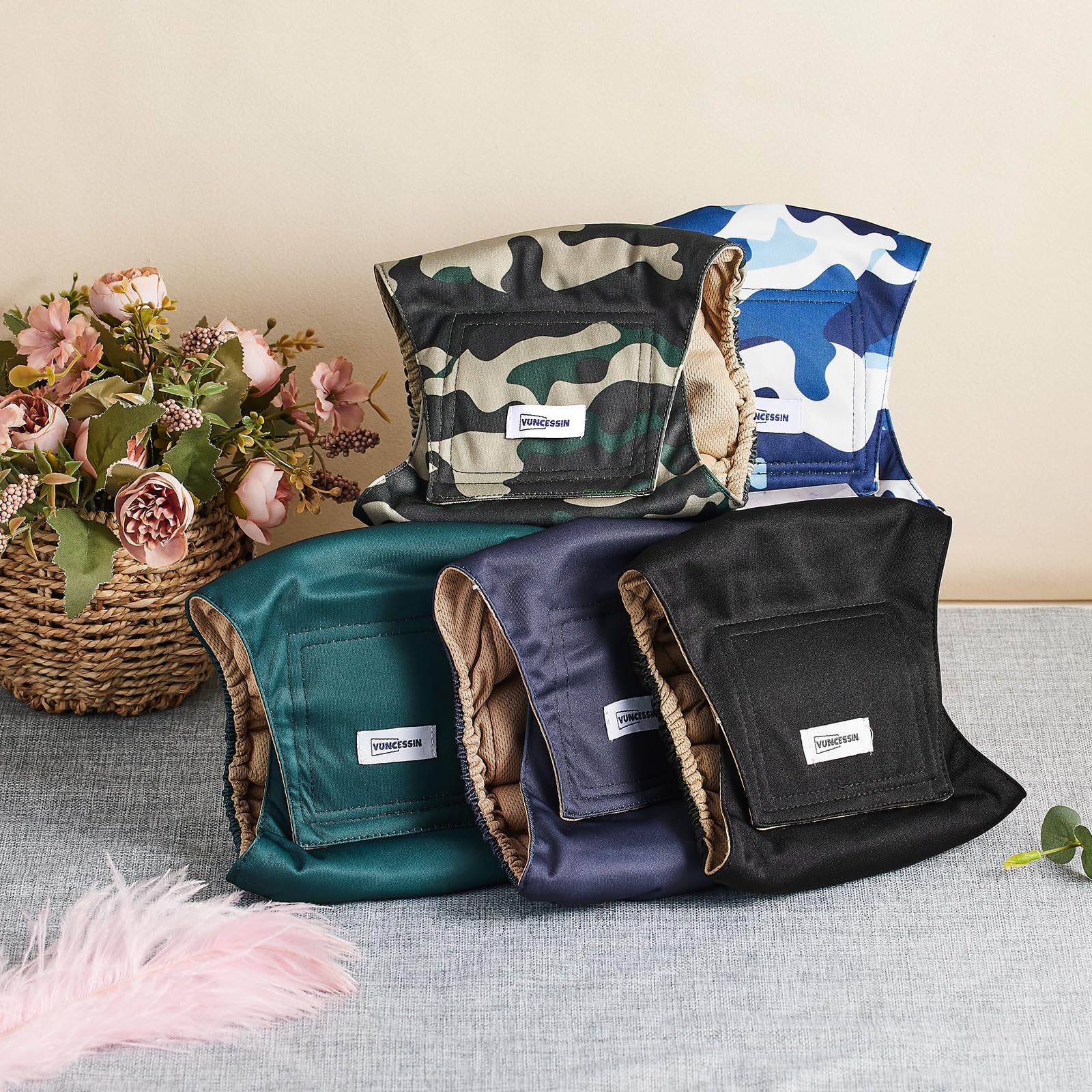 Reusable Dog Diapers Male, Premium Washable Belly Bands For Dogs, Pack Of 5, High Absorbing Medium Male Dog Wraps For Doggie & P