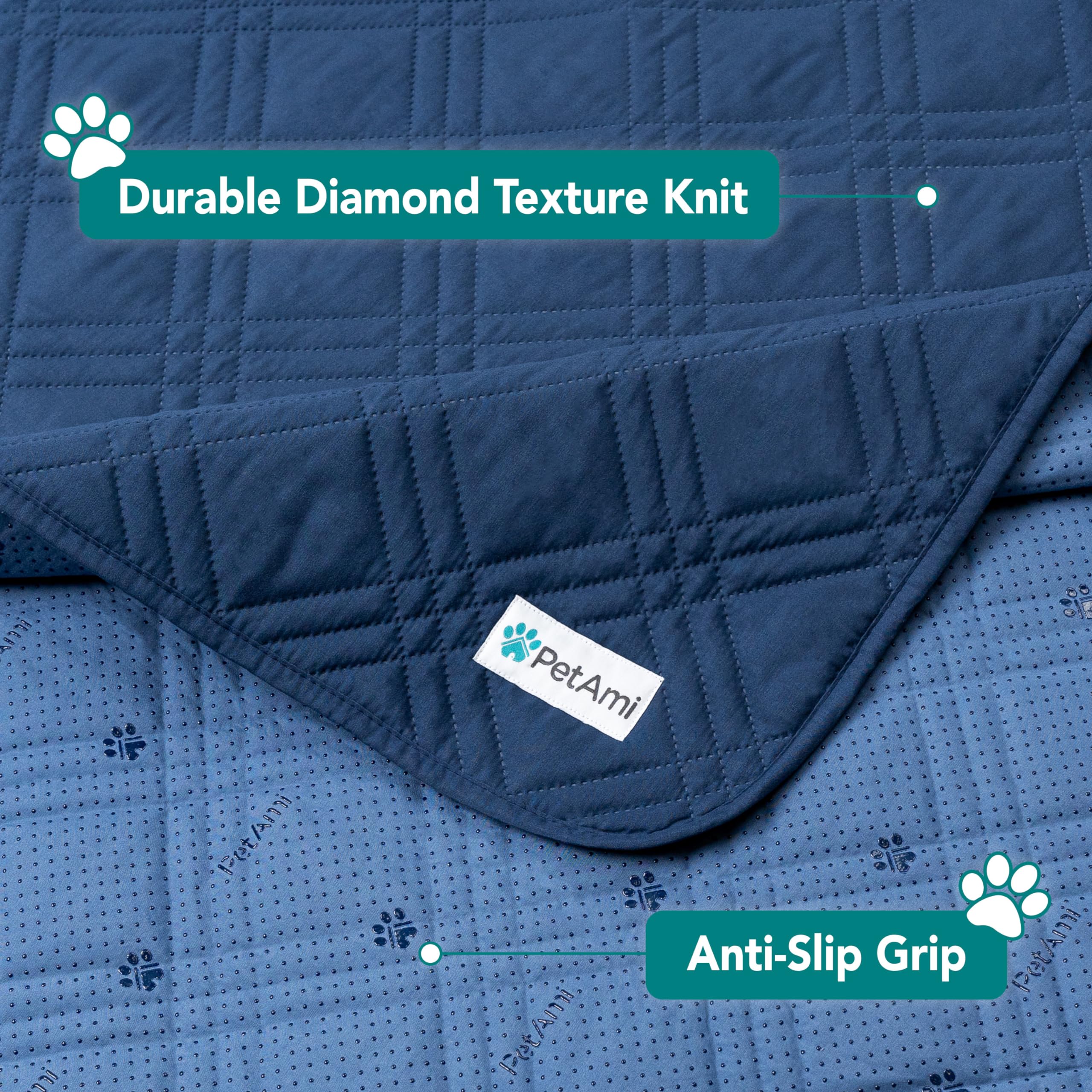 Petami Waterproof Bed Cover For Dogs, Waterproof Pet Blanket Couch Cover, Reversible Furniture Cover Sofa Protector For Pet Cat Bed, Washable Waterproof Blanket Dog Cover For Couch Seat, 102X82 Blue
