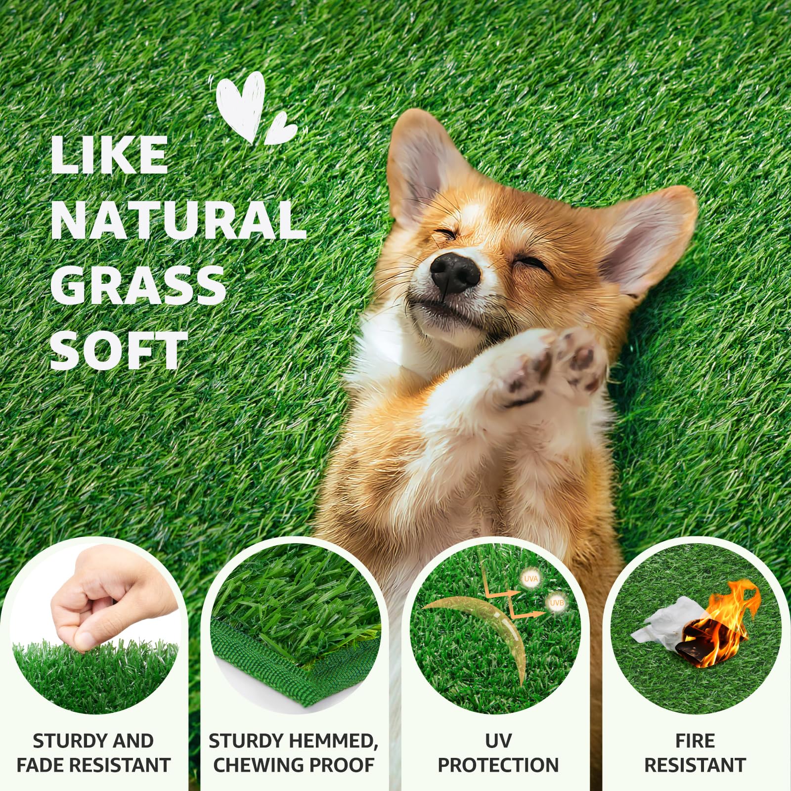 Dog Grass Pad With Tray - 41''X27'' Portable Dog Litter Box With 2 Pack Hemmed Edge Artificial Grass + 2 Washable Reusable Pee P