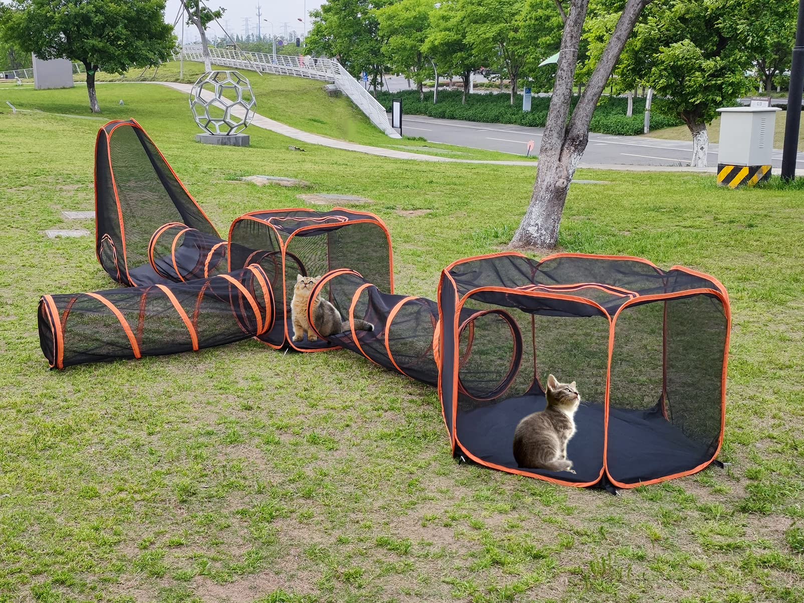 6 In 1 Pet Cat And Dog Tunnel Tent Foldable Pet Tent Outdoor Pop Up Pet Playpen Cage Fences House (Styles 1)