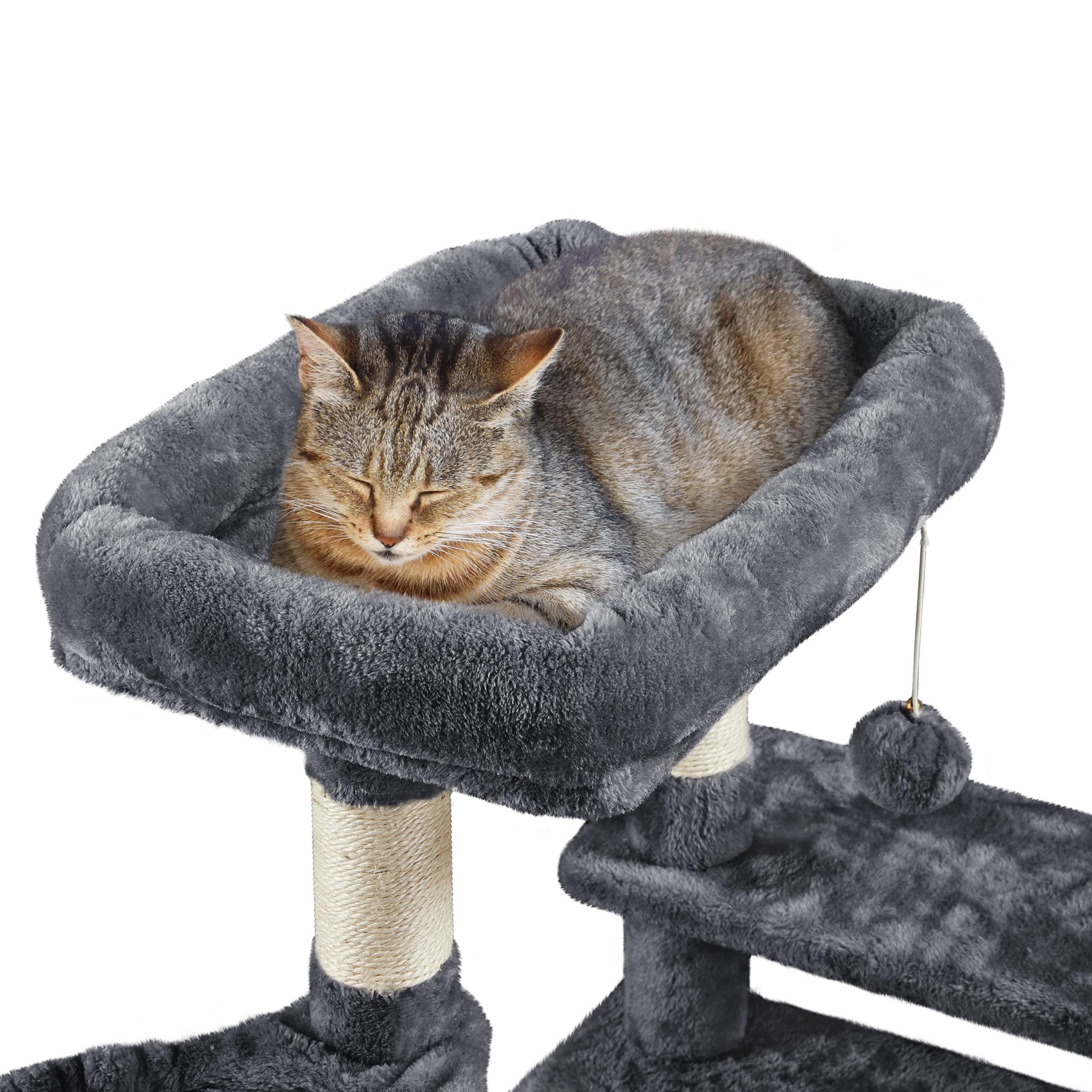 Yaheetech 46In Cat Tree For Indoor Cats, Cat Tower With Spacious Condos, Scratching Posts & Large Top Plush Perch, Cat Stand Hou