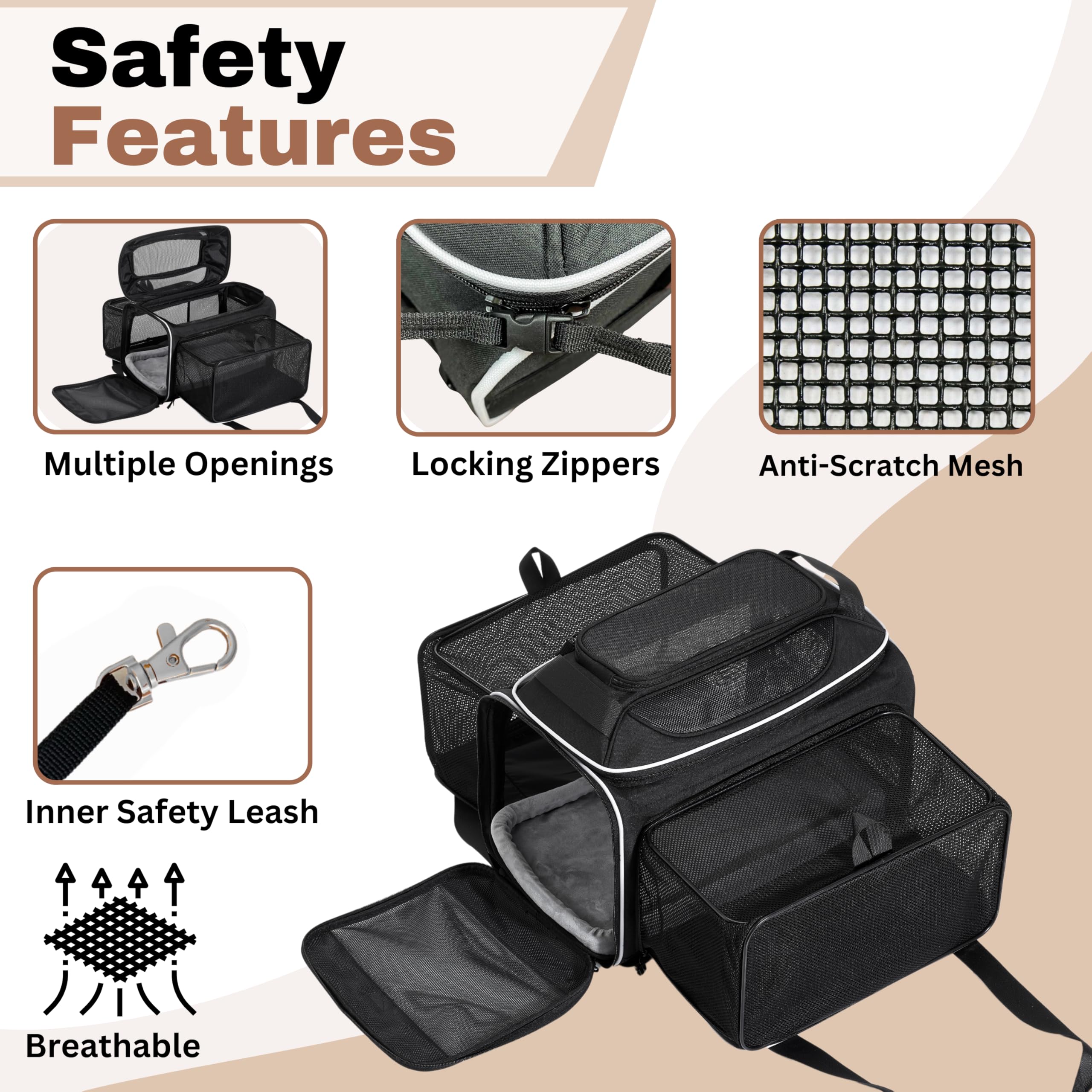 Cozy Cruiser Airline Approved Top-Expanding Pet Carrier on Wheels- Extra Spacious Soft Lined Carrier! 18x11x11 (Expandable Sides