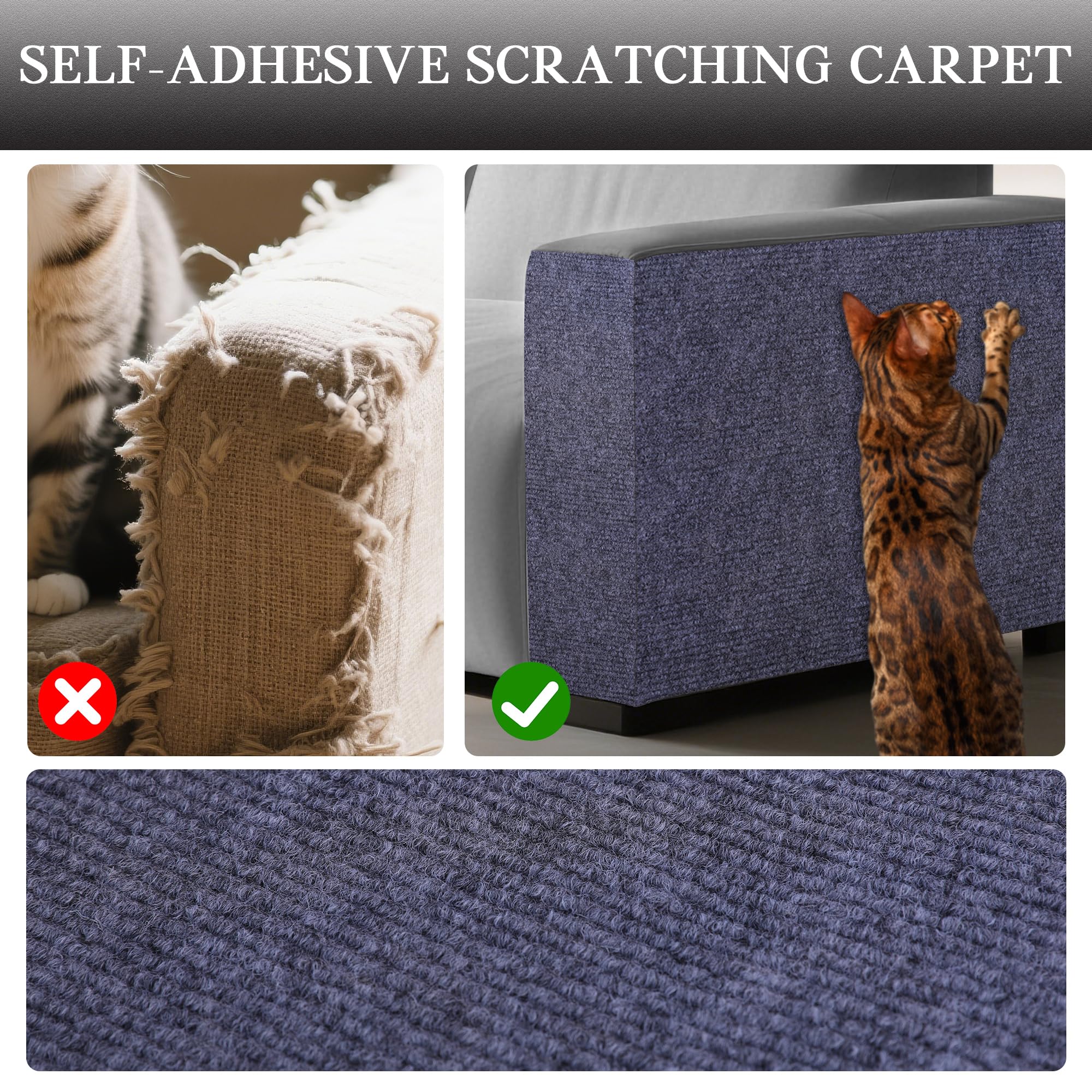 Cat Scratch Mat Self-Adhesive Trimmable Couch Furniture Protector Anti-Scratch Cover Diy Climb Cat Scratcher For Wall Protector,