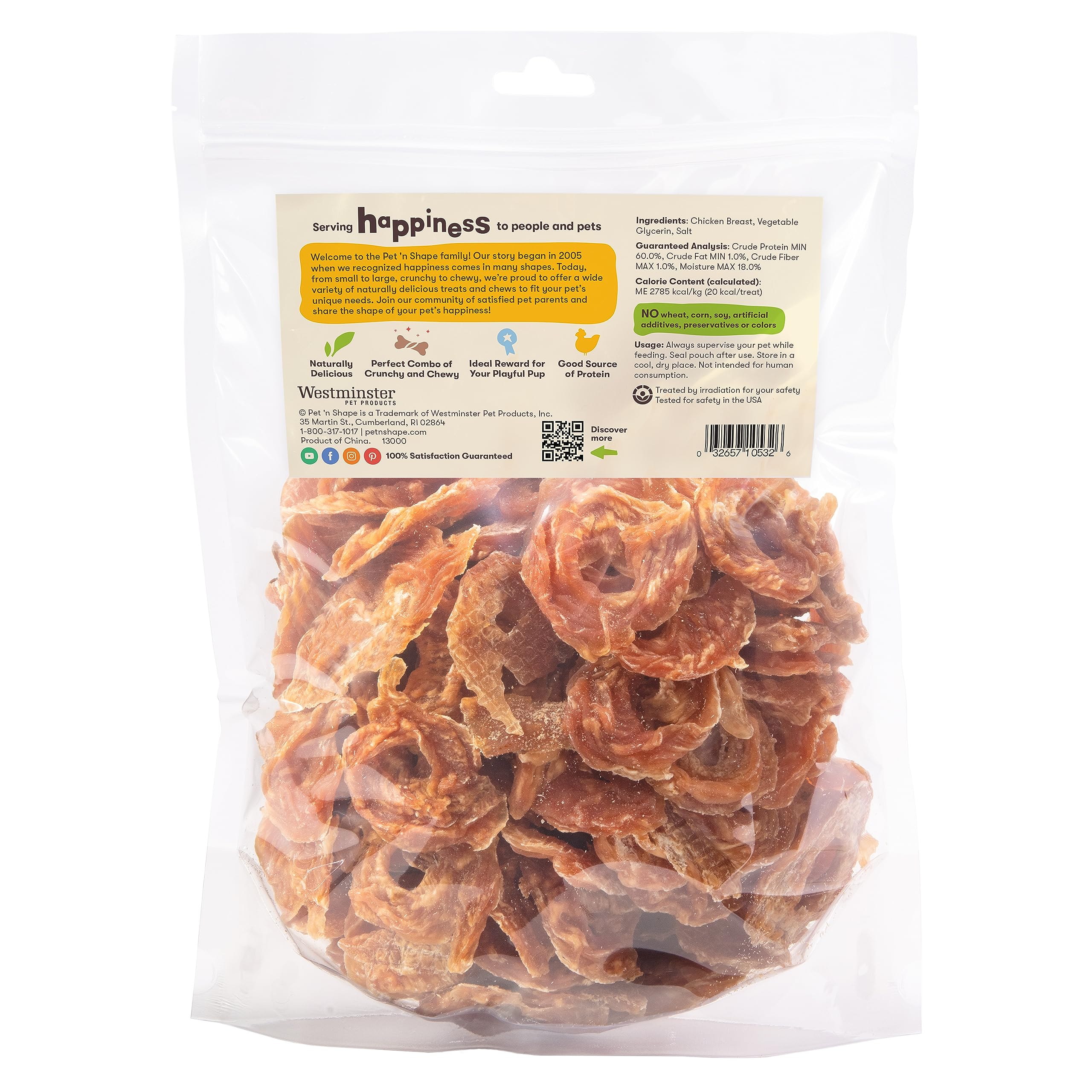 Pet 'n Shape Chik 'n Rings Dog Treats – Natural Chicken Breast Jerky, 2 lb, Ideal for Dogs