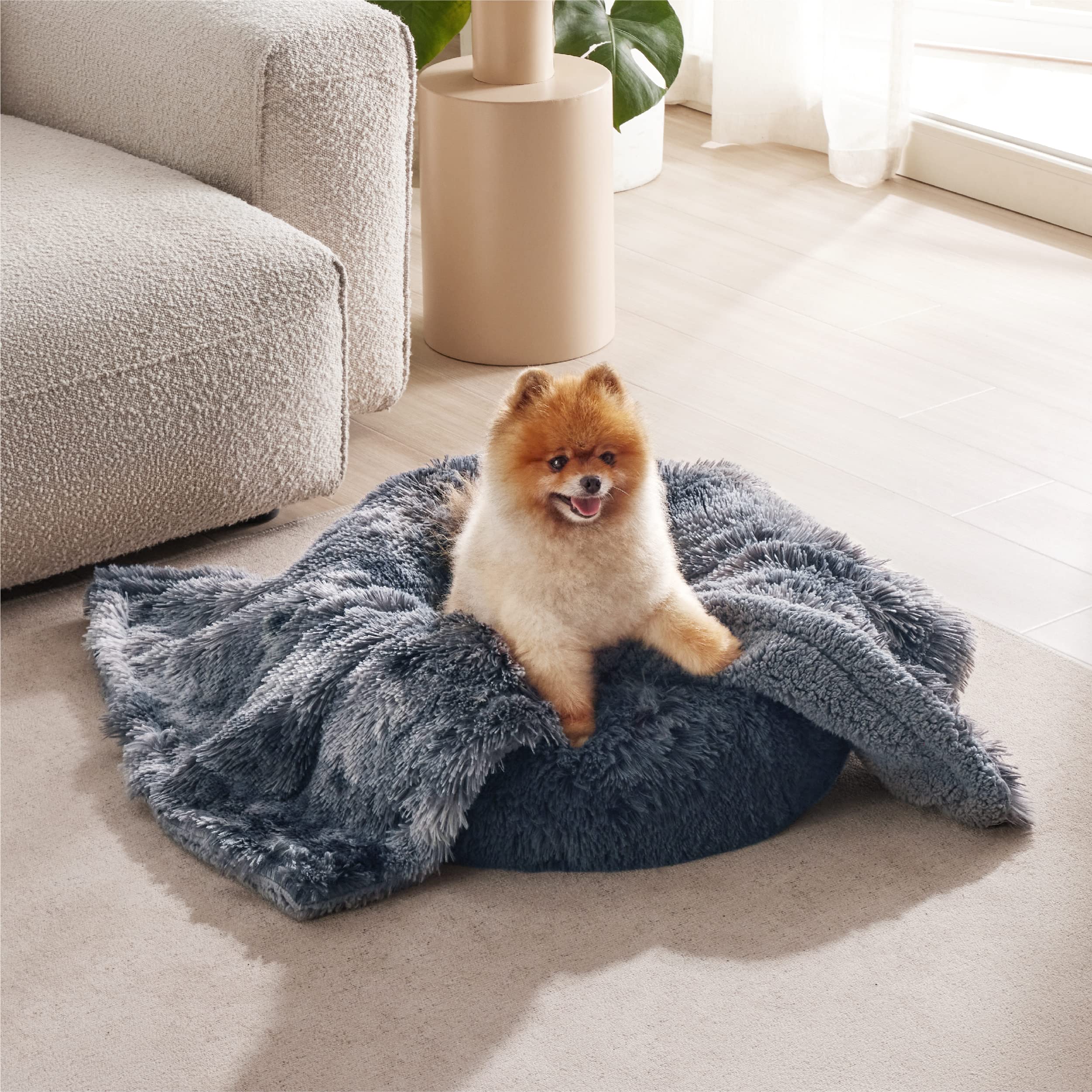 Bedsure Waterproof Dog Blankets For Small Dogs - Cat Blanket For Couch Protector Washable Long Faux Fur,Calming Soft Reversible