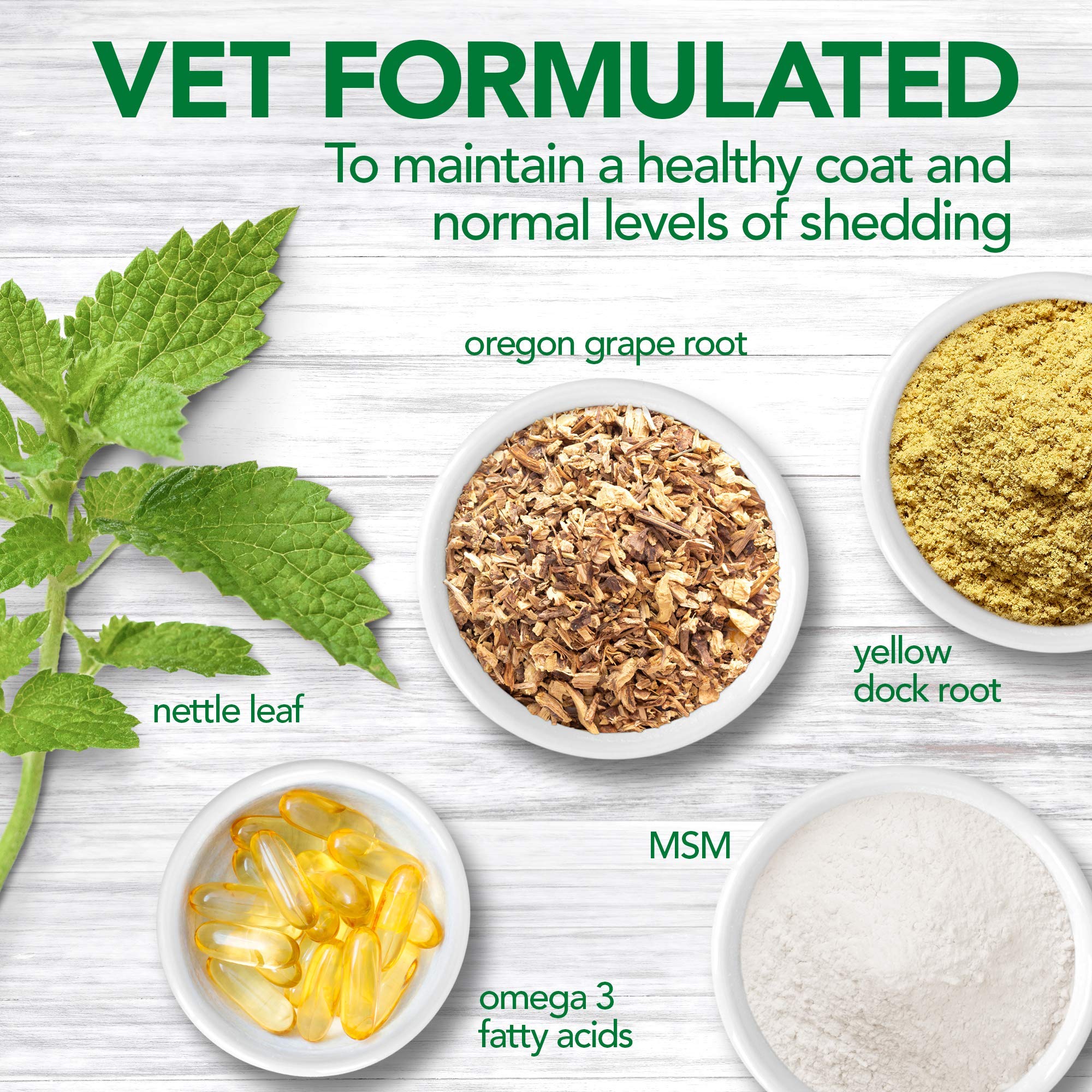 Vets Best Healthy Coat Shed & Itch Relief Dog Supplements | Relieve Dogs Skin Irritation and Shedding Due to Seasonal Allergies