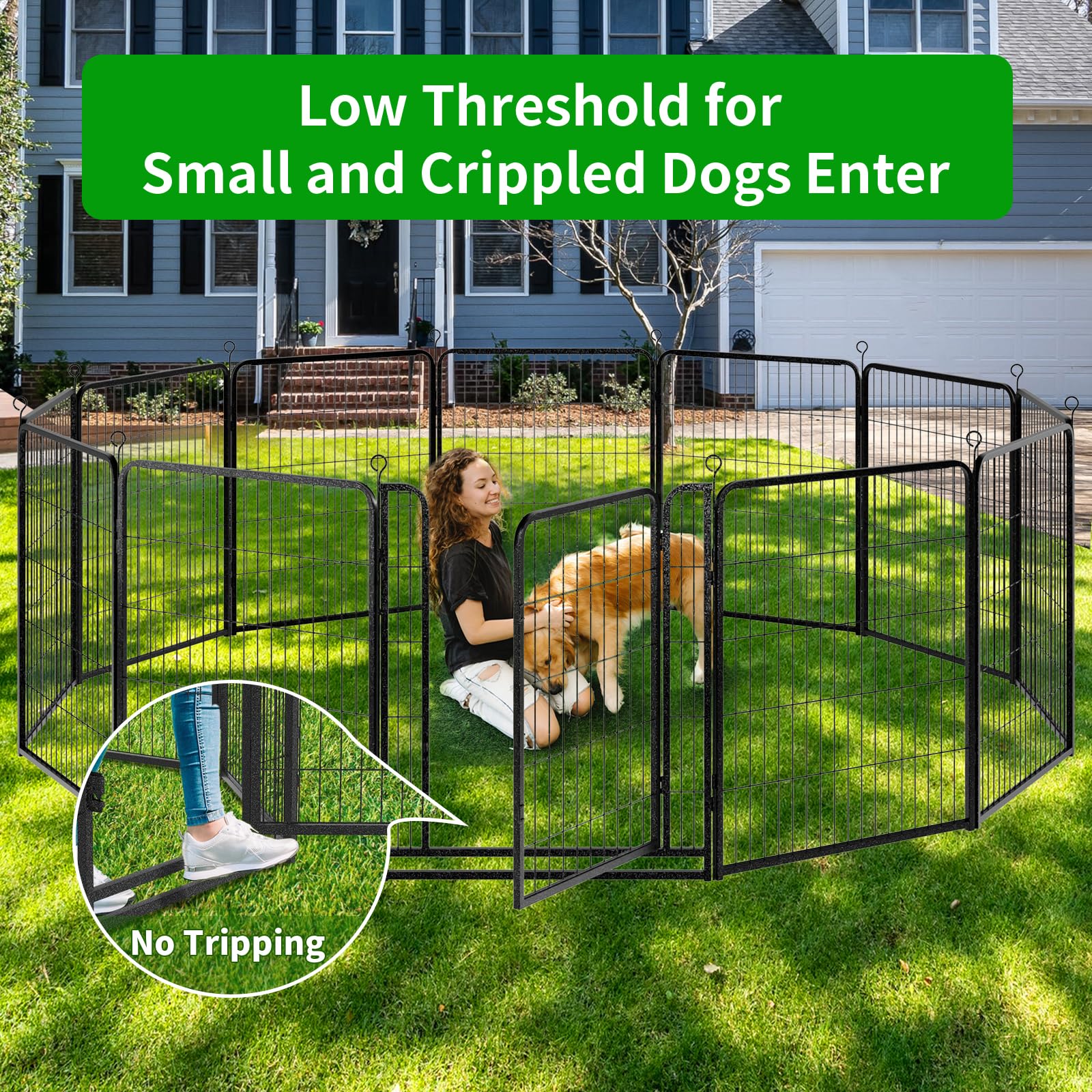 Kfvigoho Dog Playpen Outdoor Extra Wide 16 Panels Heavy Duty Dog Fence 40'' Height Anti-Rust With Doors Portable For Rv Camping