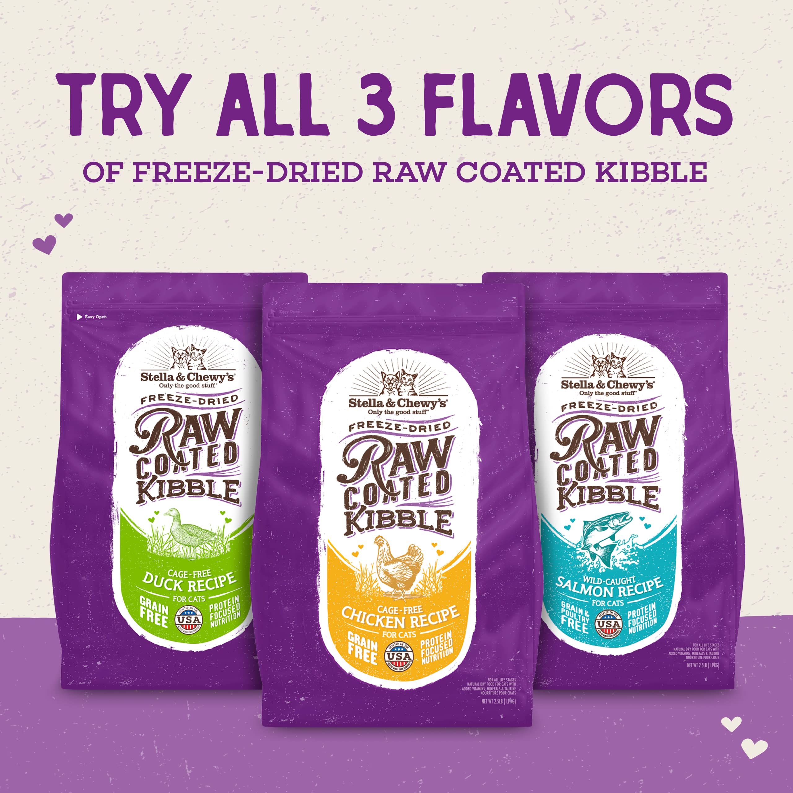 Stella & Chewys Raw Coated Cat Food - High Protein, Grain-Free Kibble with Wild-Caught Salmon - Premium Digestive Support with