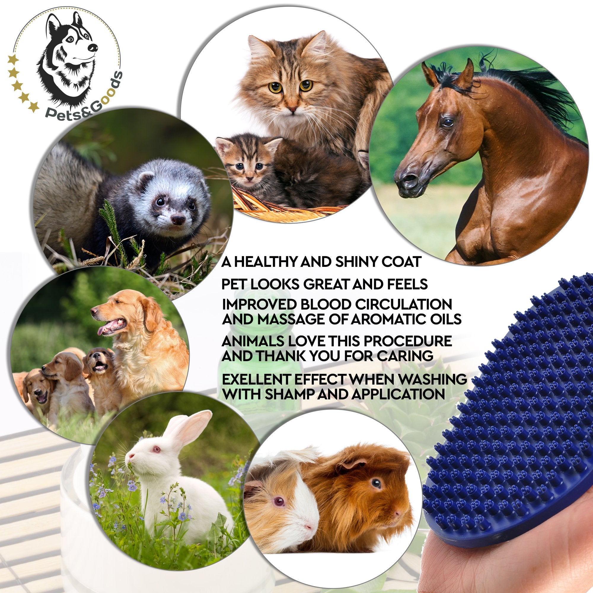 Dog Grooming Brush - Dog Bath Brush - Cat Grooming Brush - Dog Washing Brush - Rubber Dog Brush - Dog Hair Brush - Dog Shedding Brush - Pet Shampoo Brush For Dogs And Cats With Short Or Long Hair