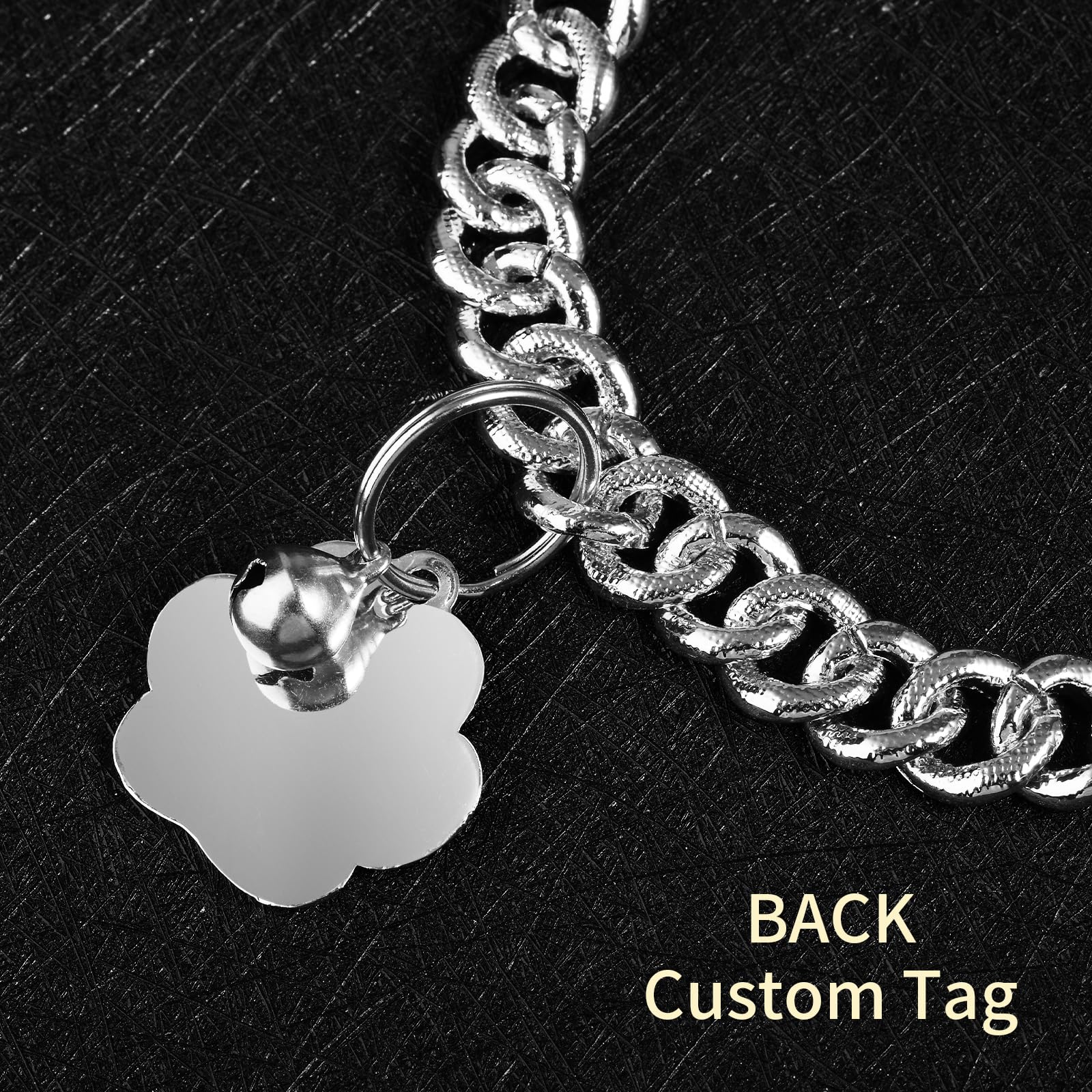 Hillban Cat Collar Diamond Chain Glitter Collar Walking Metal With Secure Buckle Cat Pet Necklace With Paw Charm And Id Tag Bell