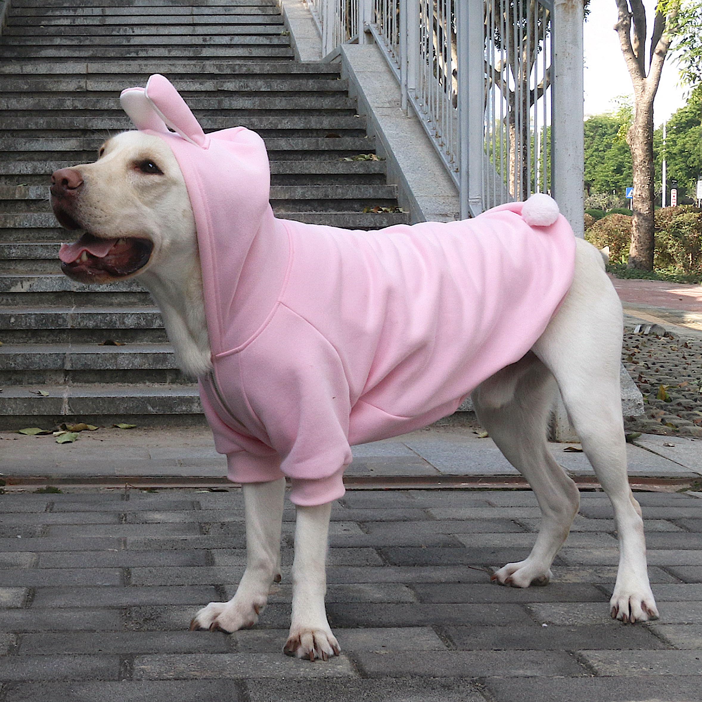 Arunners Extra Large Dog Bunny Costumes Rabbit Hoodies Clothes For Easter Day Halloween Labrador Rottweiler Great Dane, Pink, 4X-Large