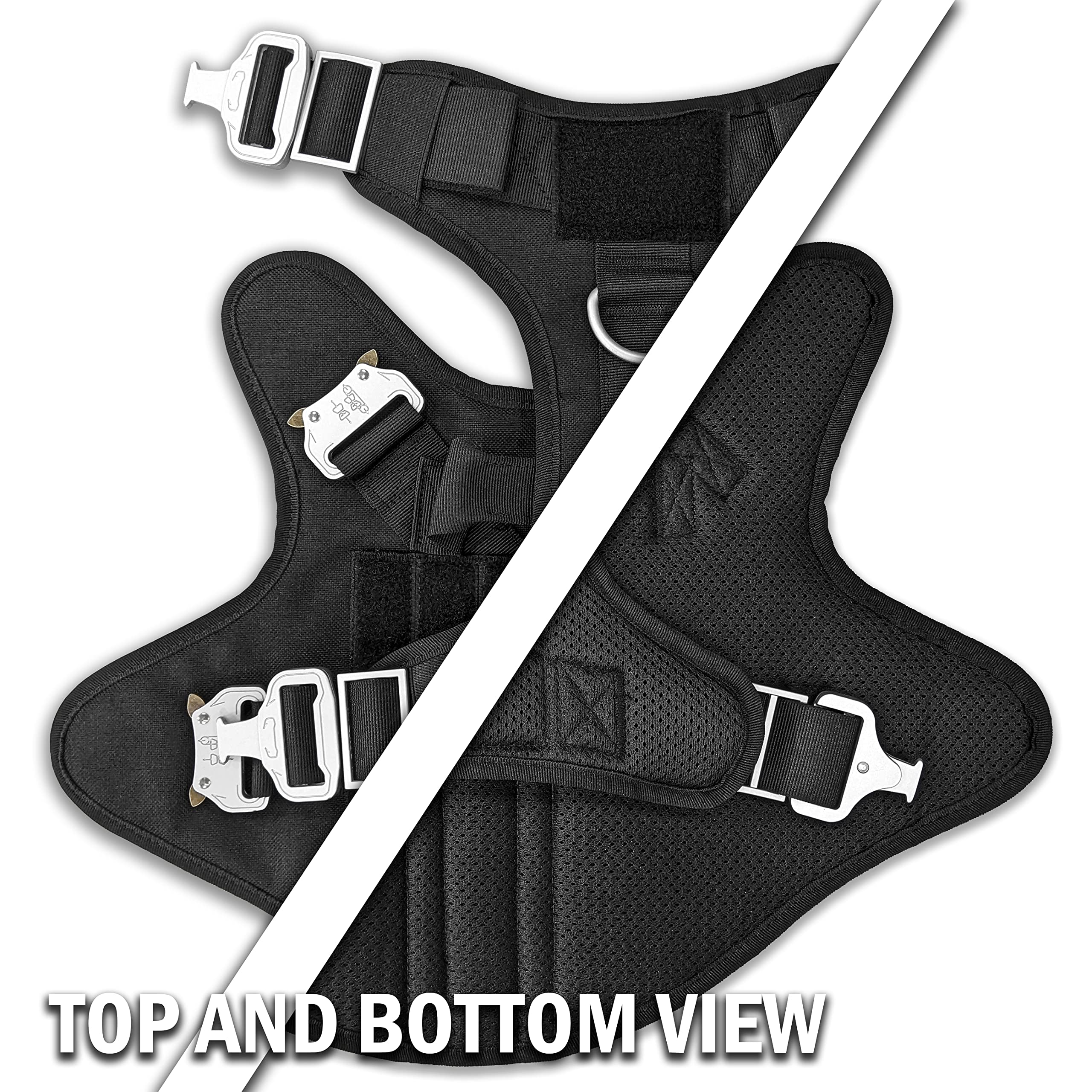 Tactical Dog Harness For Large Dogs With 4 Metal Buckles, Waterproof; Military Grade Dog Vest, Stop Pulls, Does Not Choke Neck A