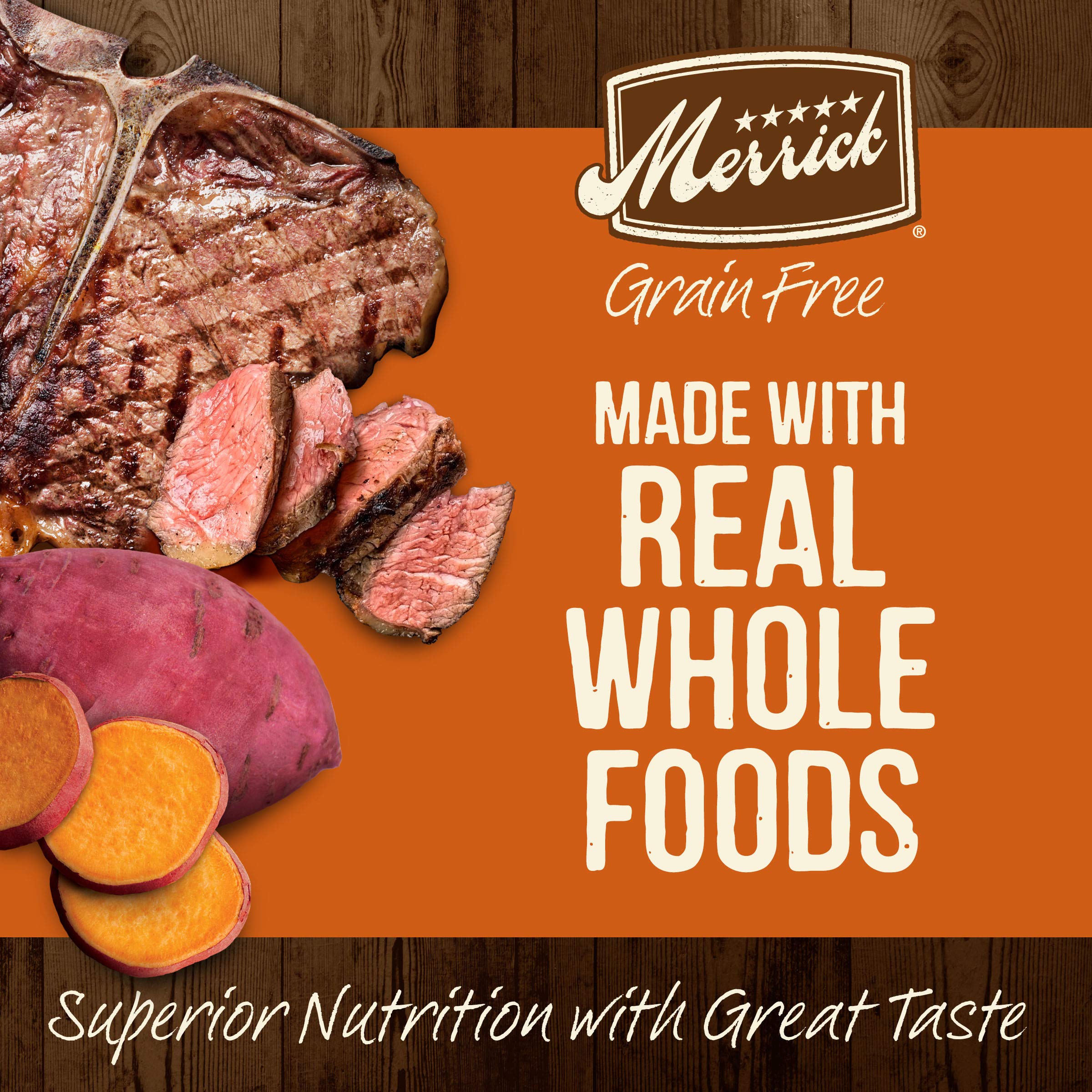 Merrick Premium Grain Free Dry Adult Dog Food, Wholesome And Natural Kibble, Real Texas Beef And Sweet Potato - 4.0 lb. Bag