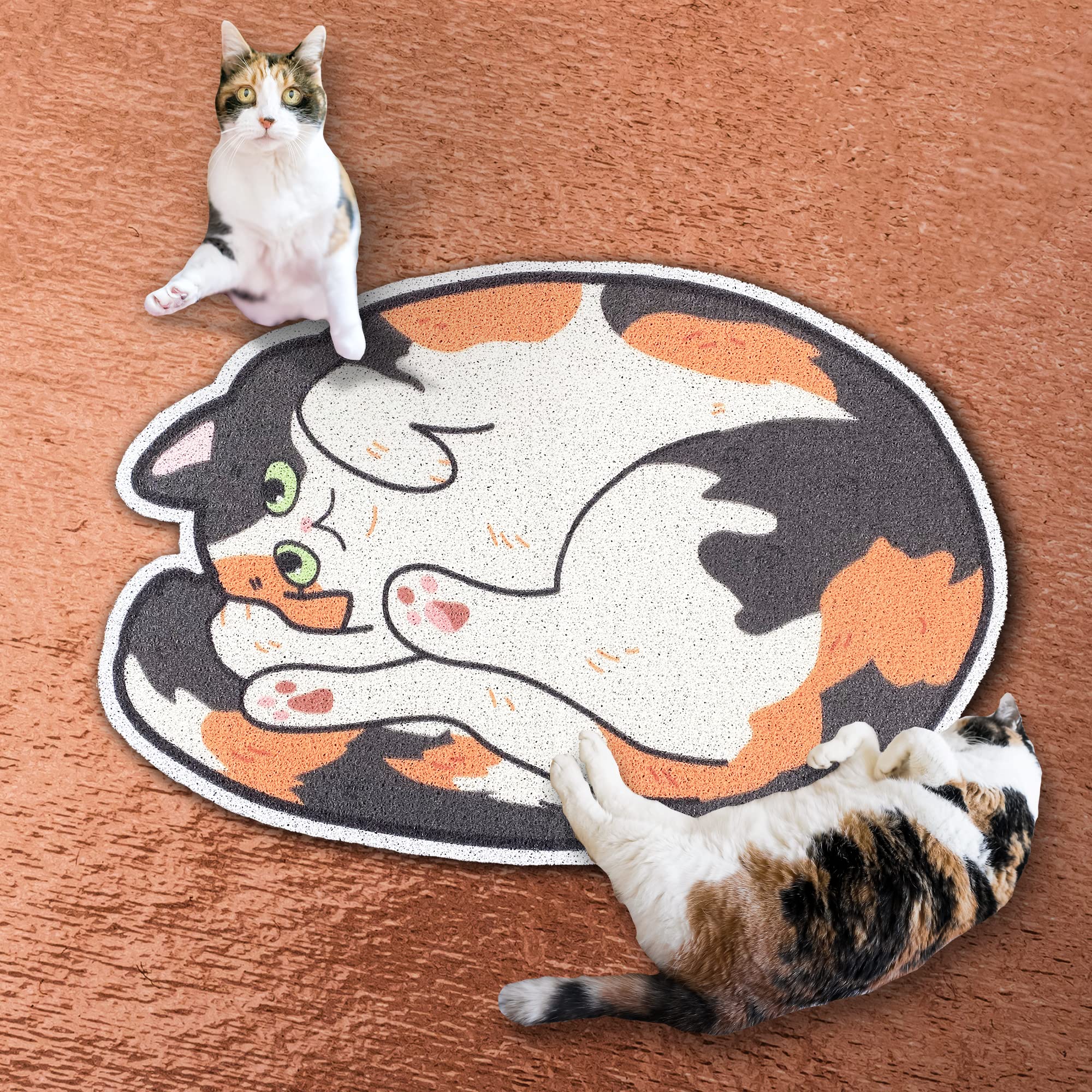 Lukamoo Cute Cat Litter Mat (30X20), Large/L, For Kitty Litter & Cute Cat Litter Box, Litter Trapping Mat (Calico)