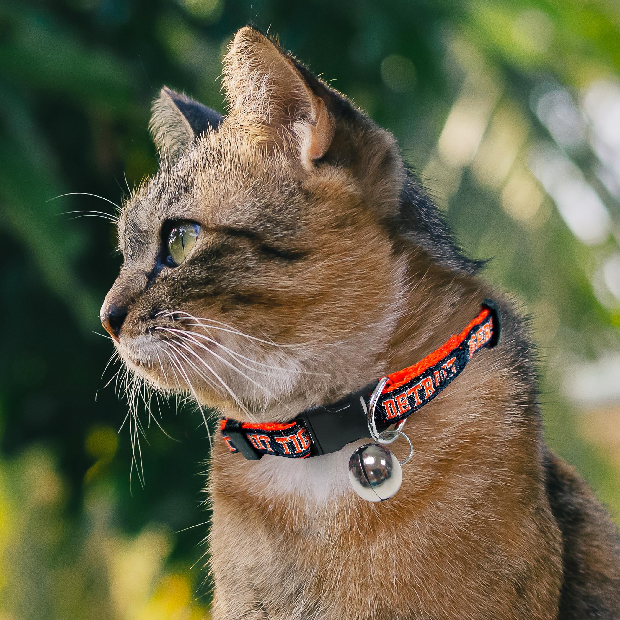 Mlb Cat Collar. - Detroit Tigers Cat Collar. - Strong & Adjustable Baseball Cat Collars With Metal Jingle Bell