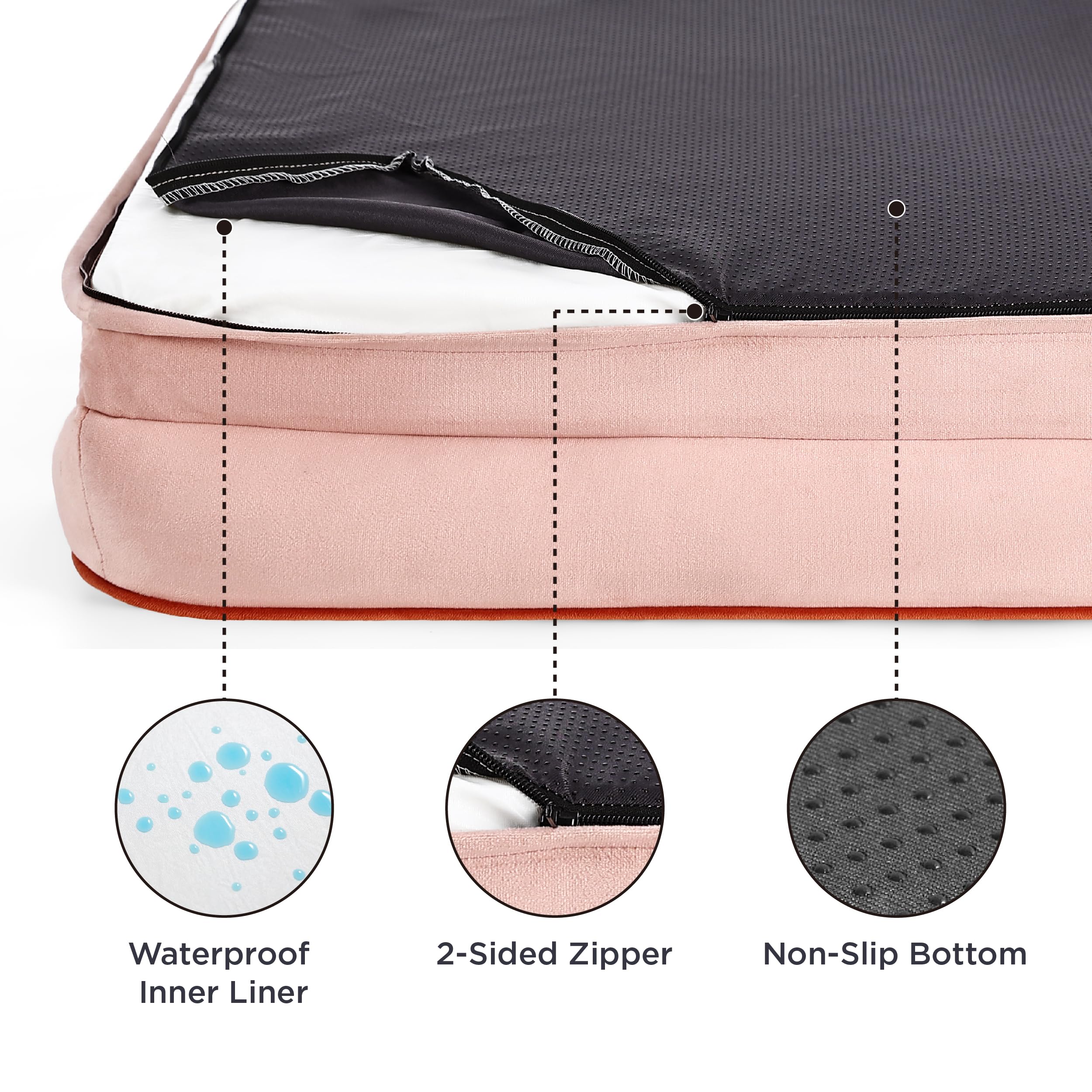 Bedsure Orthopedic Dog Bed For Extra Large Dogs - Xl Plus Waterproof Dog Sofa Beds, Supportive Foam Pet Couch Bed With Removable Washable Cover, Waterproof Lining And Nonskid Bottom, Pink