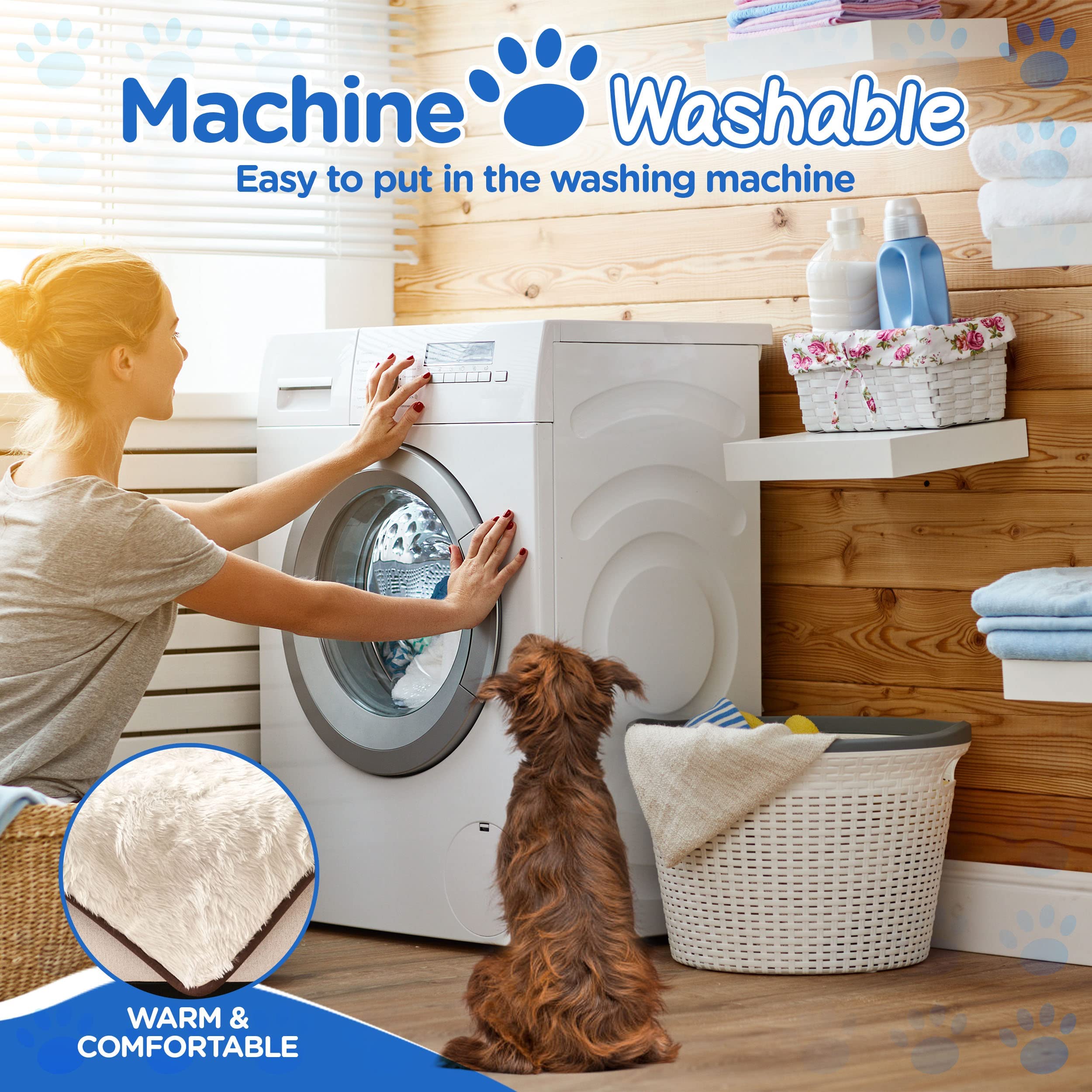 Paw Brands Waterproof Pet Blanket - Fancy Cool Comfort Throw Blanket - 60In X 50In Machine Washable Dog Blankets For Giant Dogs And Pets, Faux Fur And Ultra-Soft Microsuede, Throw Blanket For Couch