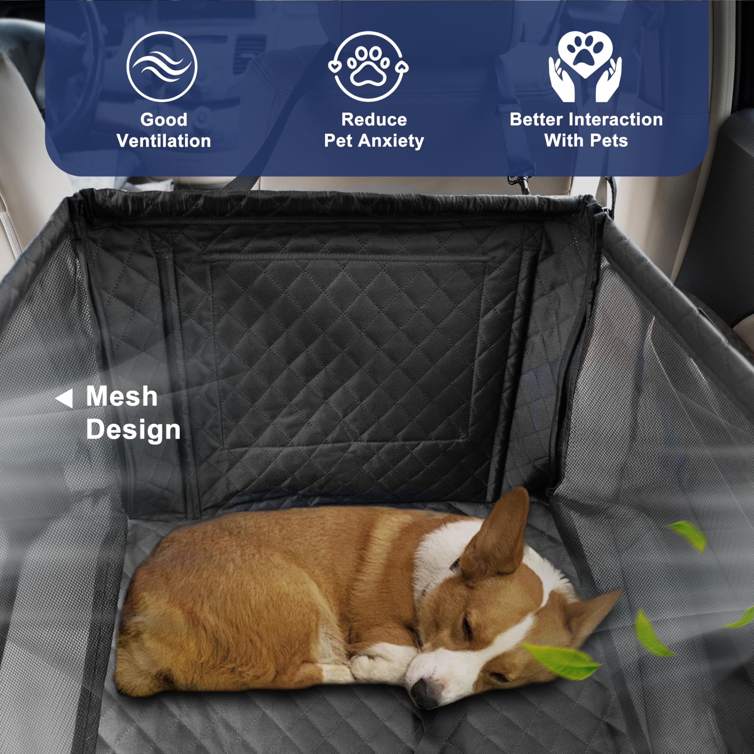 Dog Car Seat For Small Dogs, Foldable Non-Slip Pet Carseat With Storage Pocket, Waterproof & Durable Dog Seat Cover For Cars/Suv