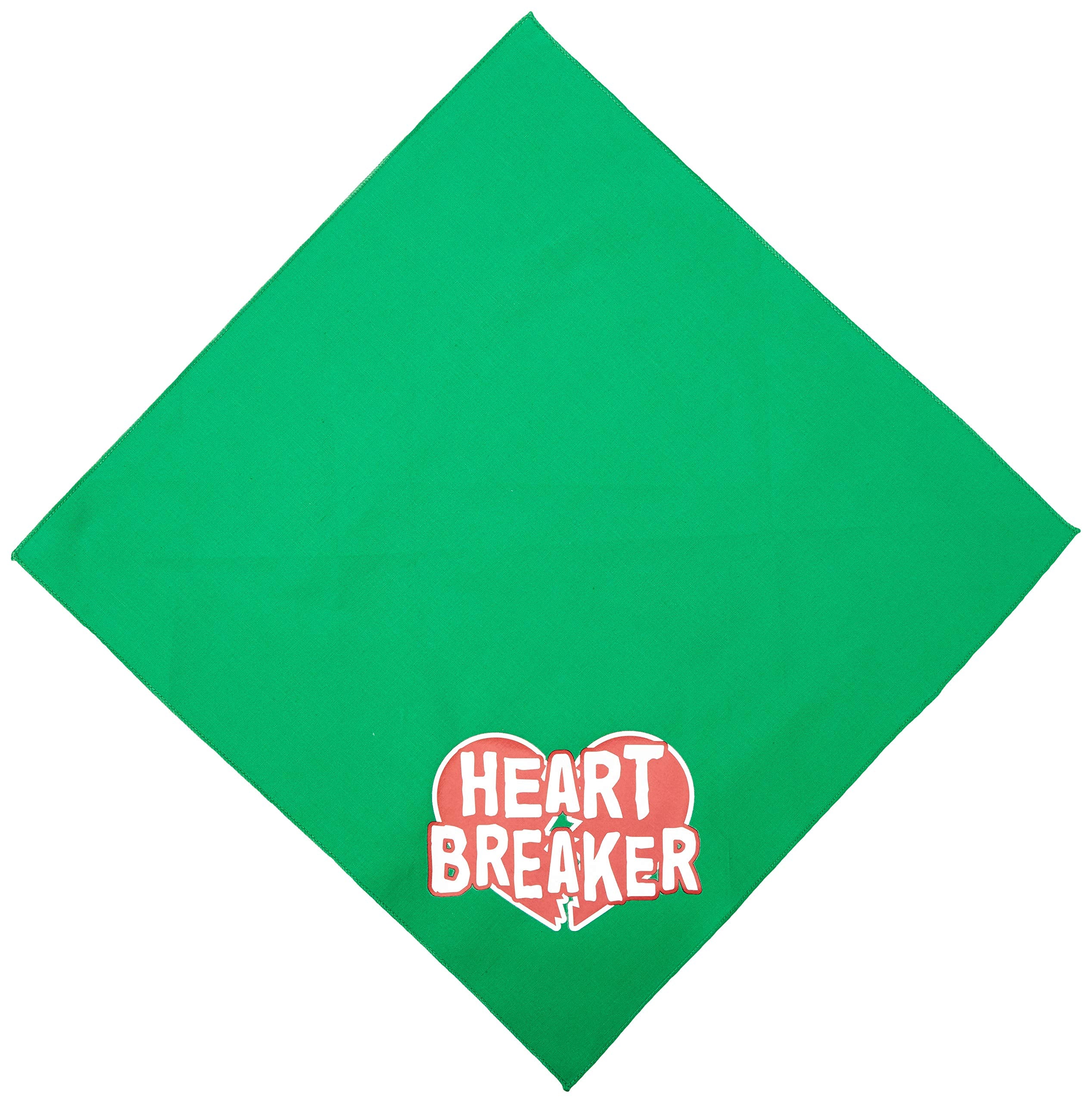Pet and Dog Bandana Screen Printed, &quot;Heart Breaker&quot; Emerald Green Small